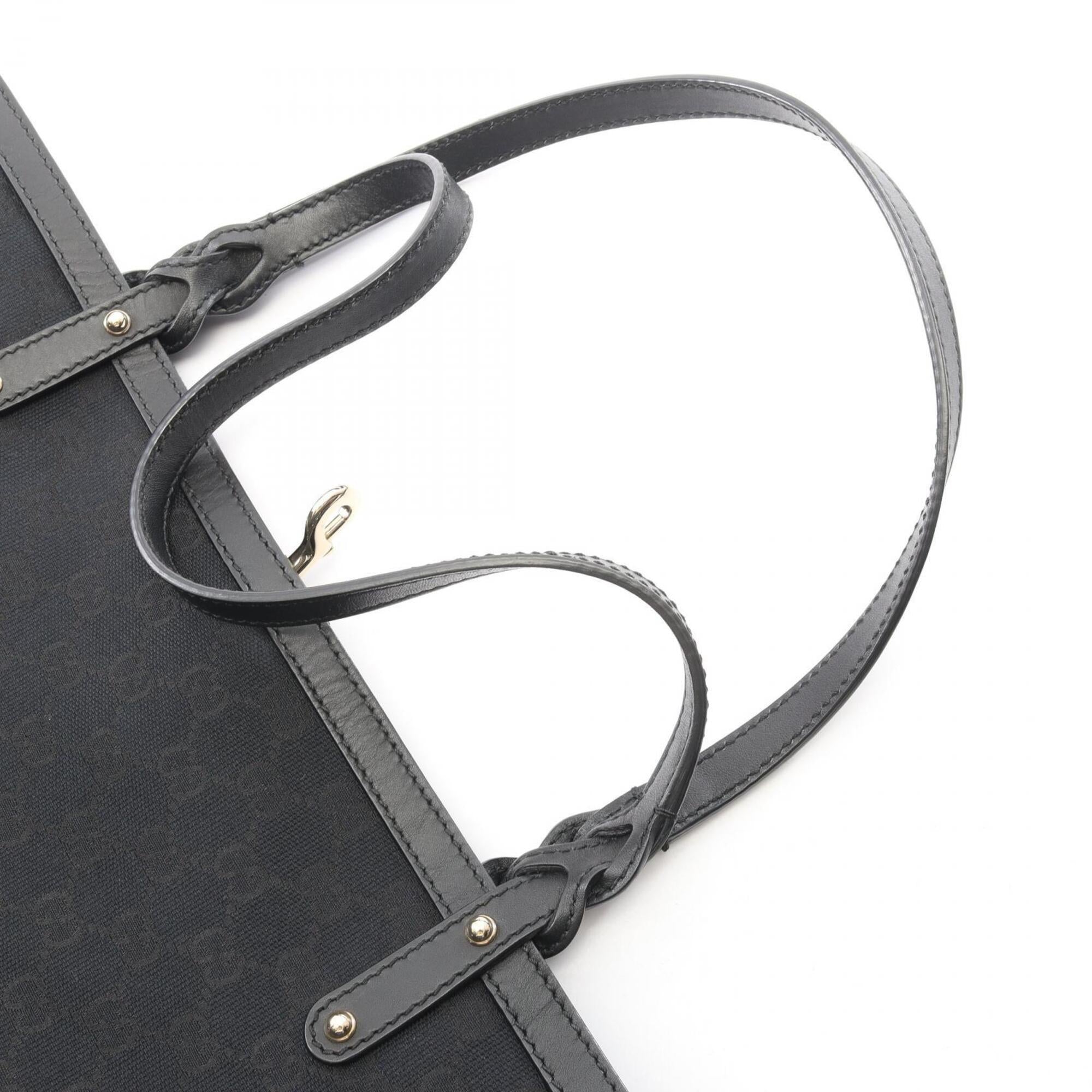 Gucci Black Canvas Leather Handbag Pouch Tote Bag (Pre-Owned)