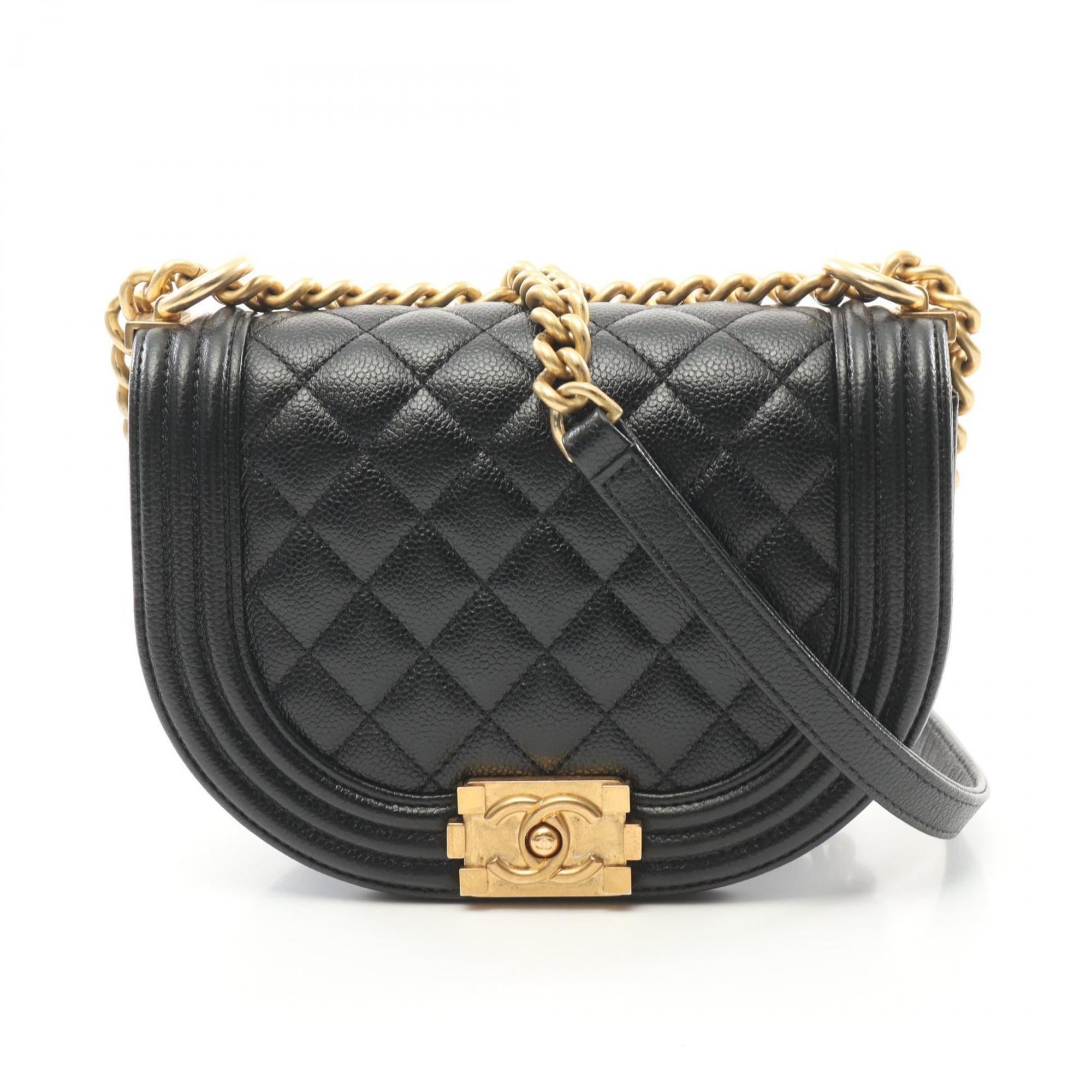 Chanel Black Caviar Leather Shoulder Bag (Pre-Owned)