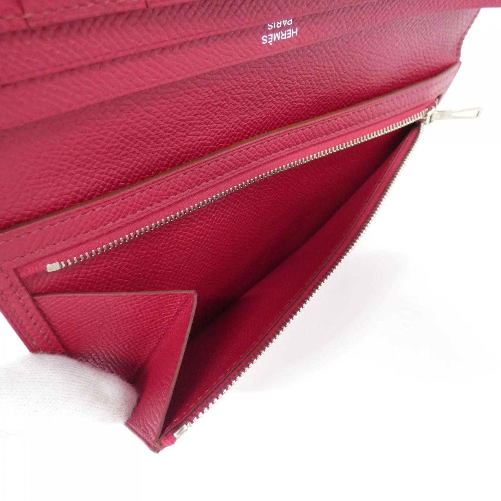 Hermes Bearn Ruby Epsom Leather Long Wallet (Bi-Fold) (Pre-Owned)