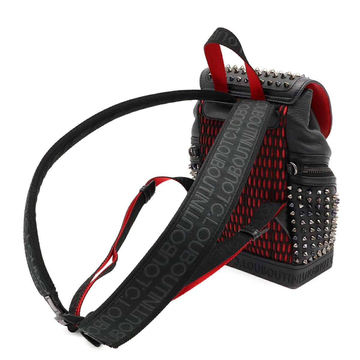 Christian Louboutin Black Red Color Leather Backpack (Pre-Owned)