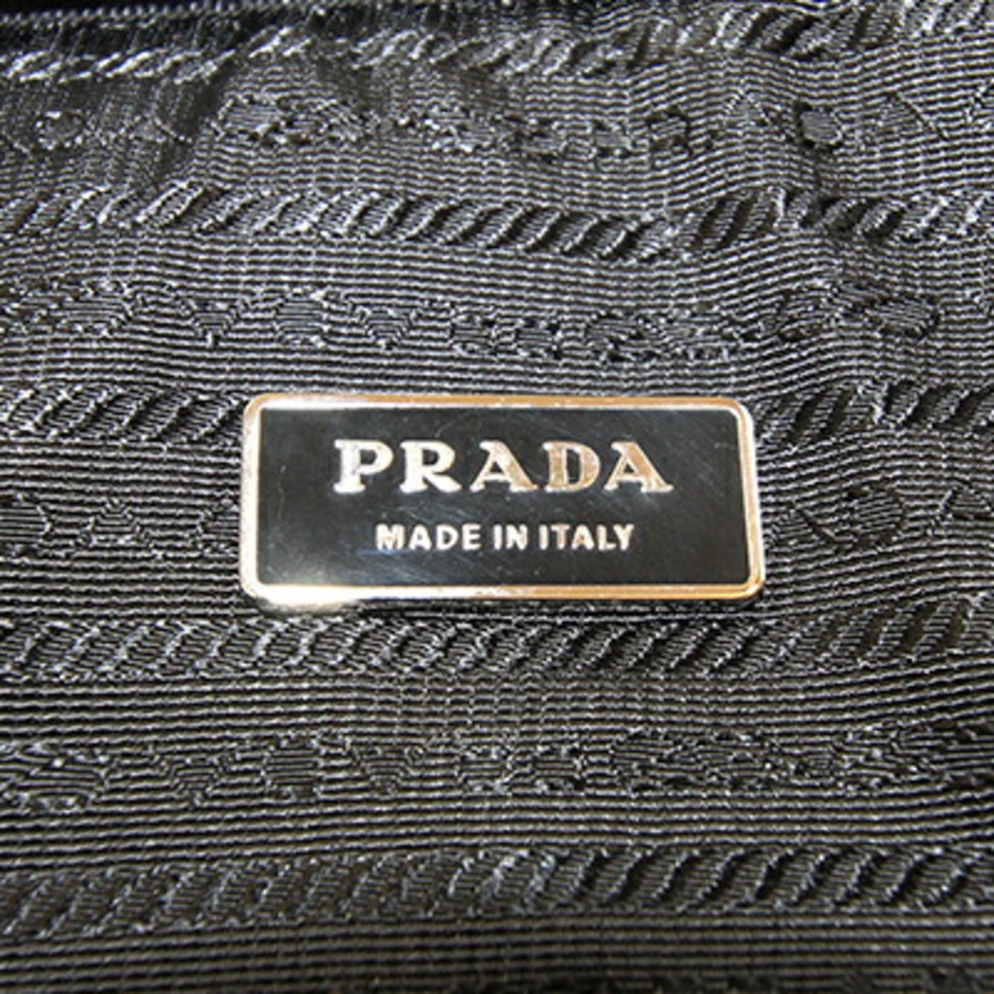 Prada Black Nylon Nylon Canvas Leather Briefcase (Pre-Owned)