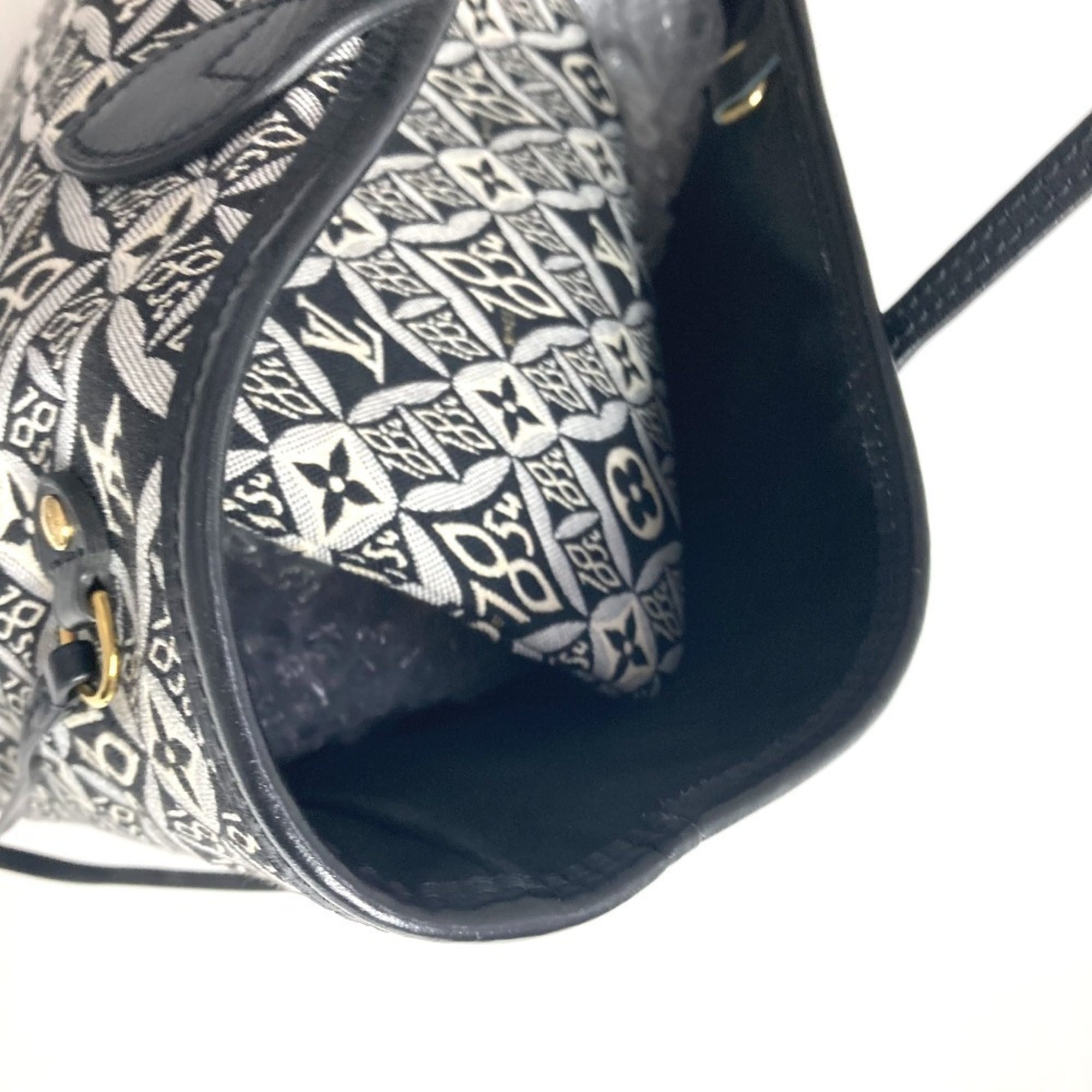 Louis Vuitton Black White Jacquard Leather Shoulder Bag Tote Bag (Pre-Owned)