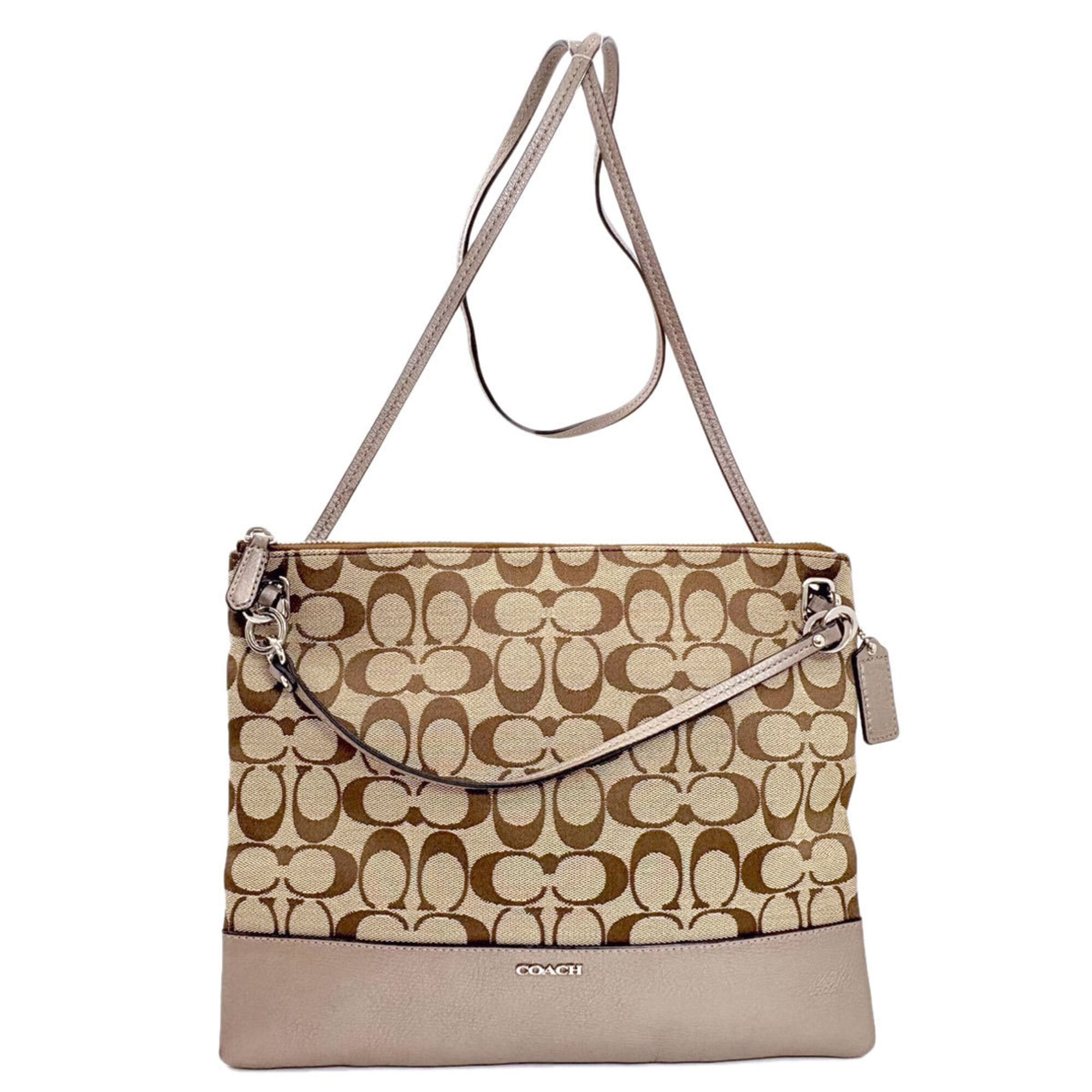 Coach Brown Canvas Shoulder Bag (Pre-Owned)