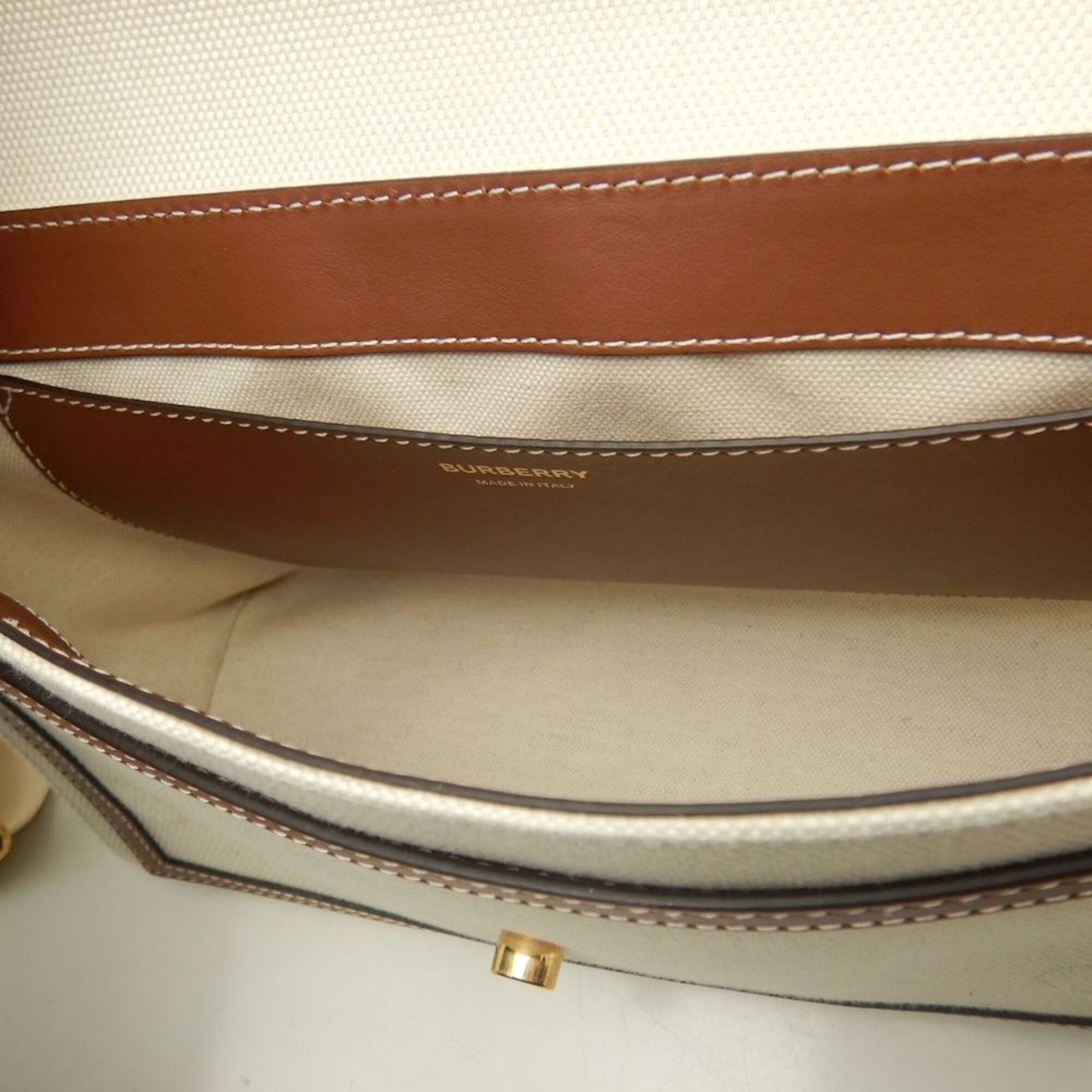 Burberry Gold Canvas Leather Shoulder Bag (Pre-Owned)