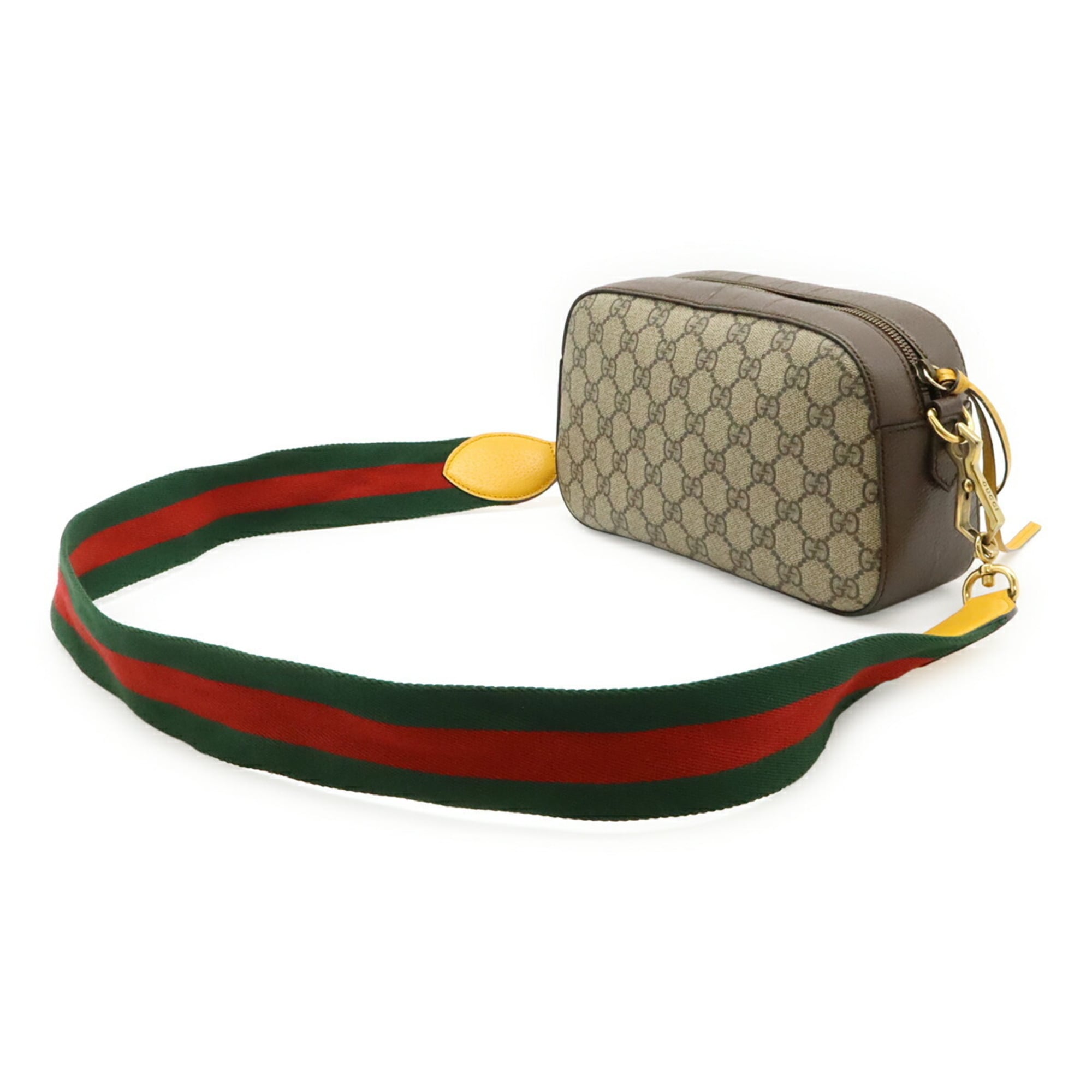 Gucci Beige Brown Green Red Color Yellow Gg Supreme Canvas Pvc Clutch Bag Handbag Shoulder Bag (Pre-Owned)