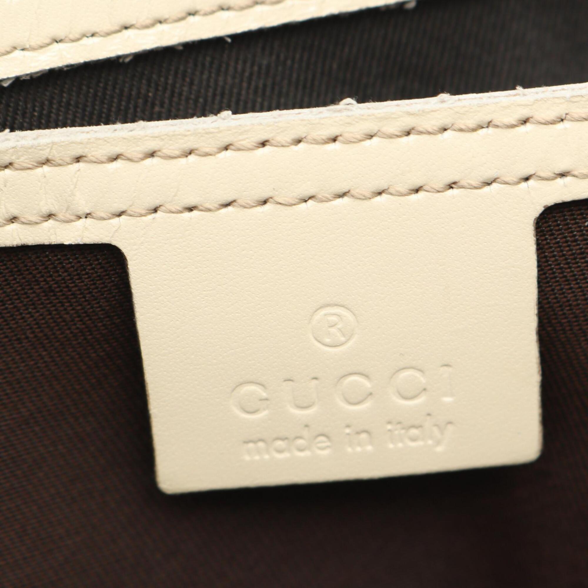 Gucci Beige White Gg Supreme Leather Handbag Tote Bag (Pre-Owned)