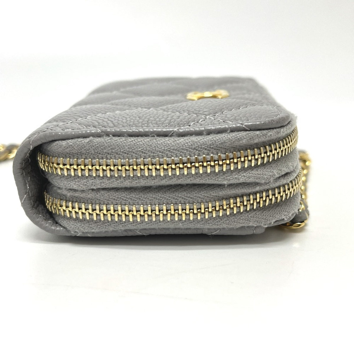 Chanel Gray Grained Calfskin Shoulder Bag (Pre-Owned)