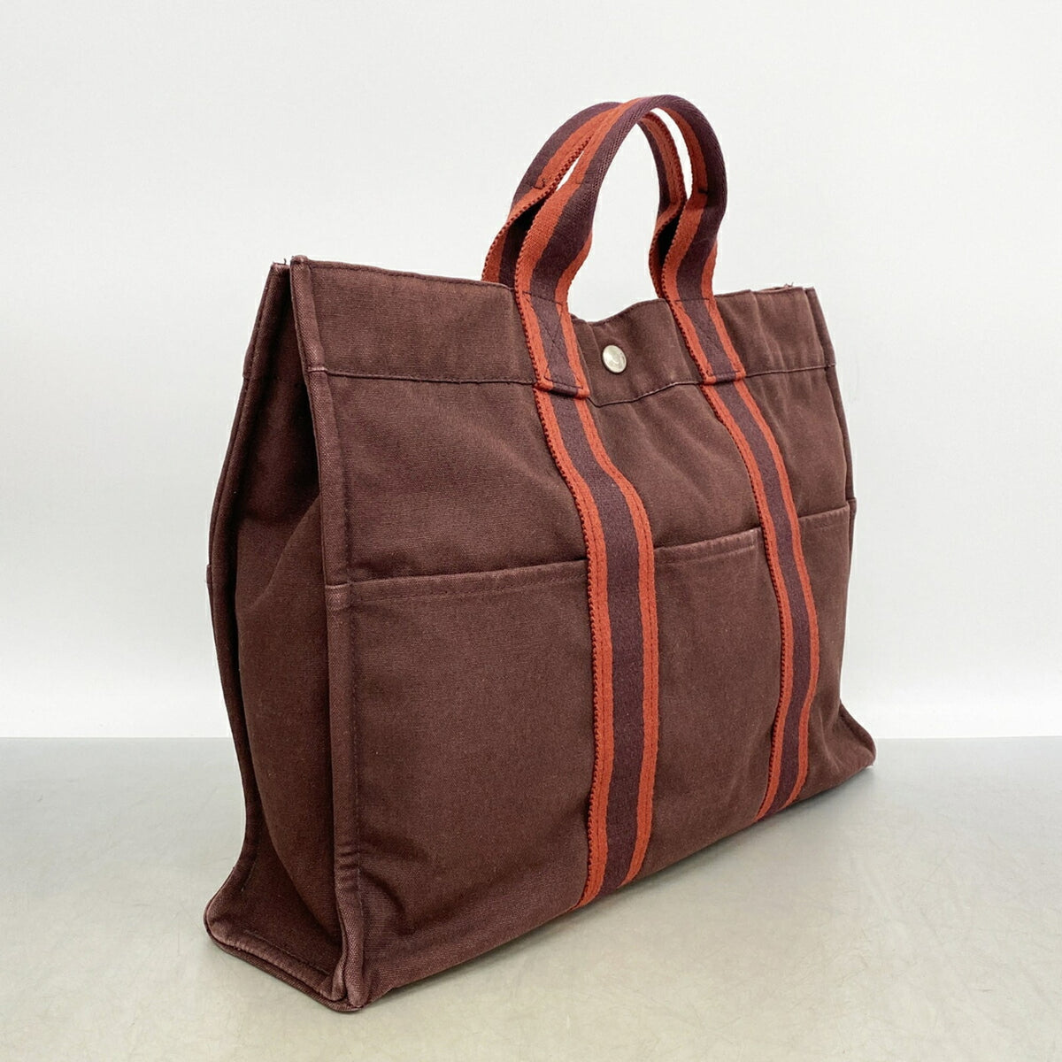 Hermes Brown Canvas Tote Bag (Pre-Owned)