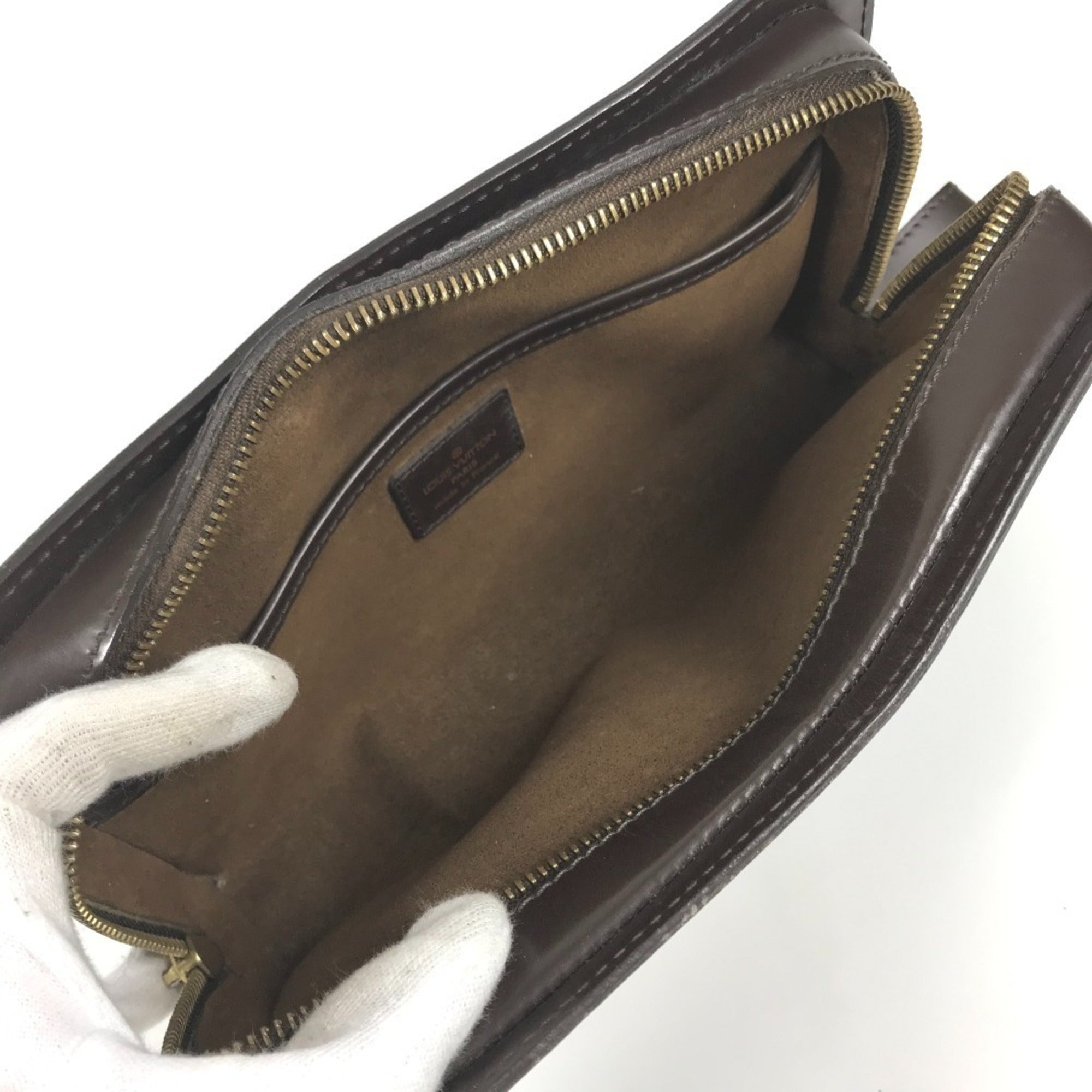 Louis Vuitton Brown Ebene Damier Canvas Clutch Bag Pouch (Pre-Owned)