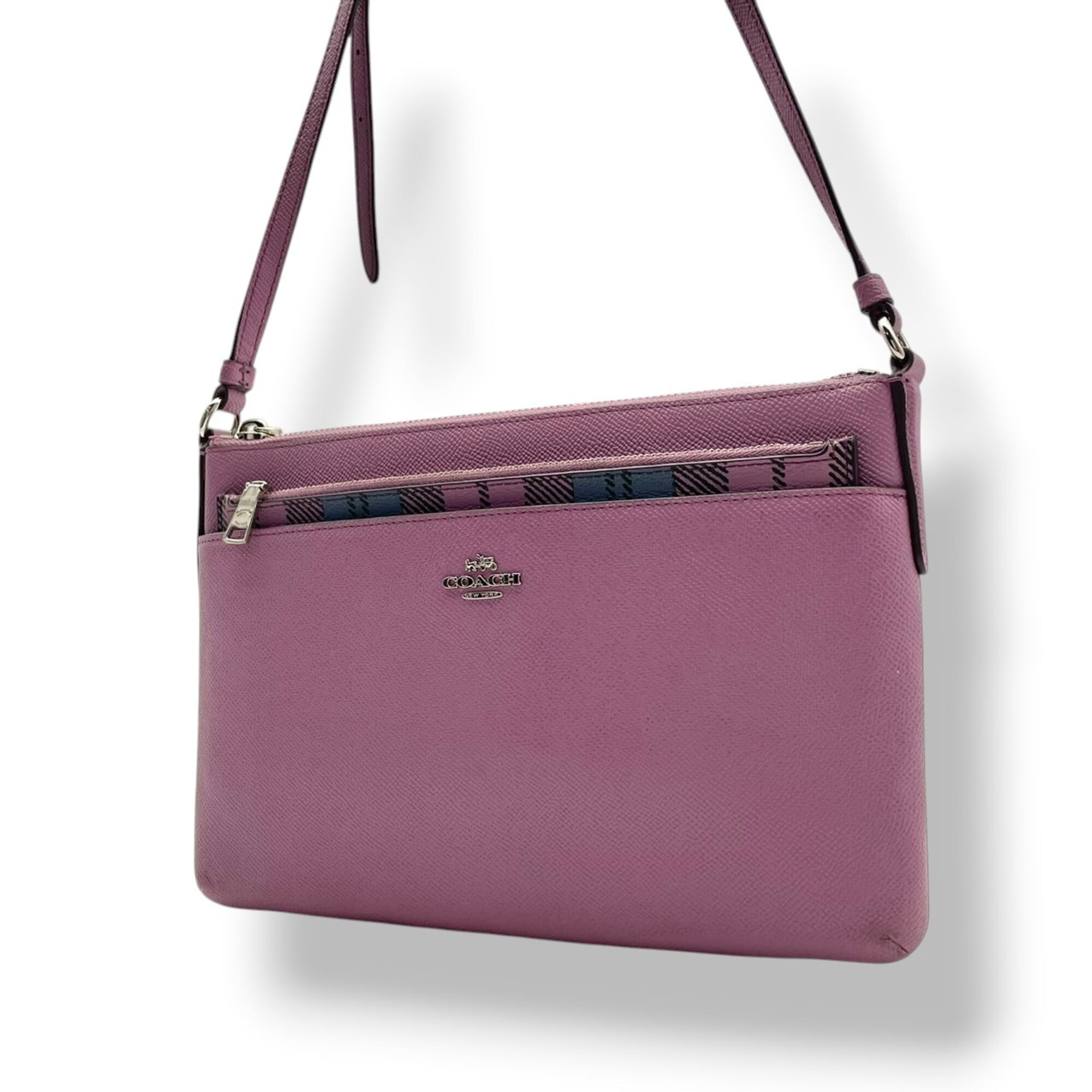 Coach Light Purple Leather Canvas Shoulder Bag (Pre-Owned)