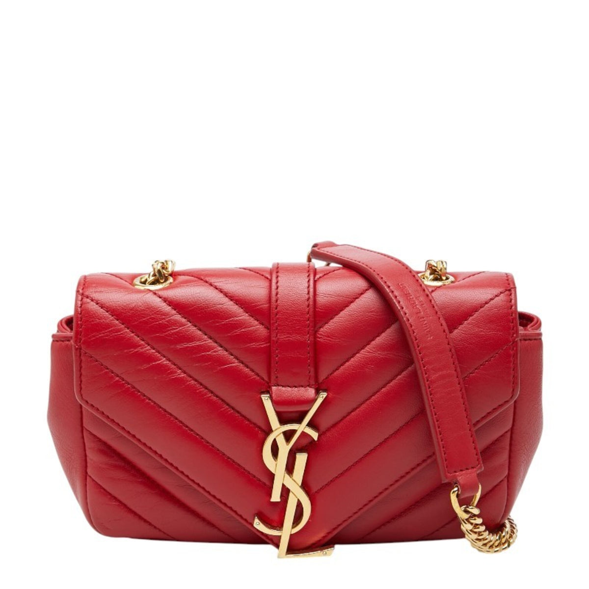 Saint Laurent Gold Red Color Leather Shoulder Bag (Pre-Owned)