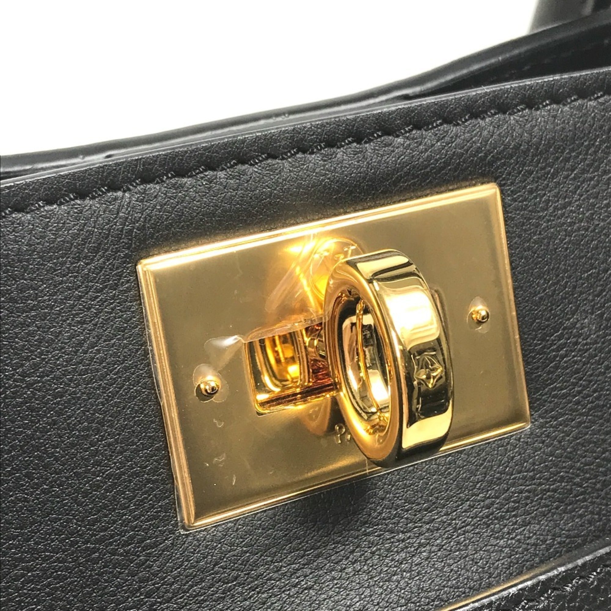 Louis Vuitton Black Leather Handbag Shoulder Bag Tote Bag (Pre-Owned)
