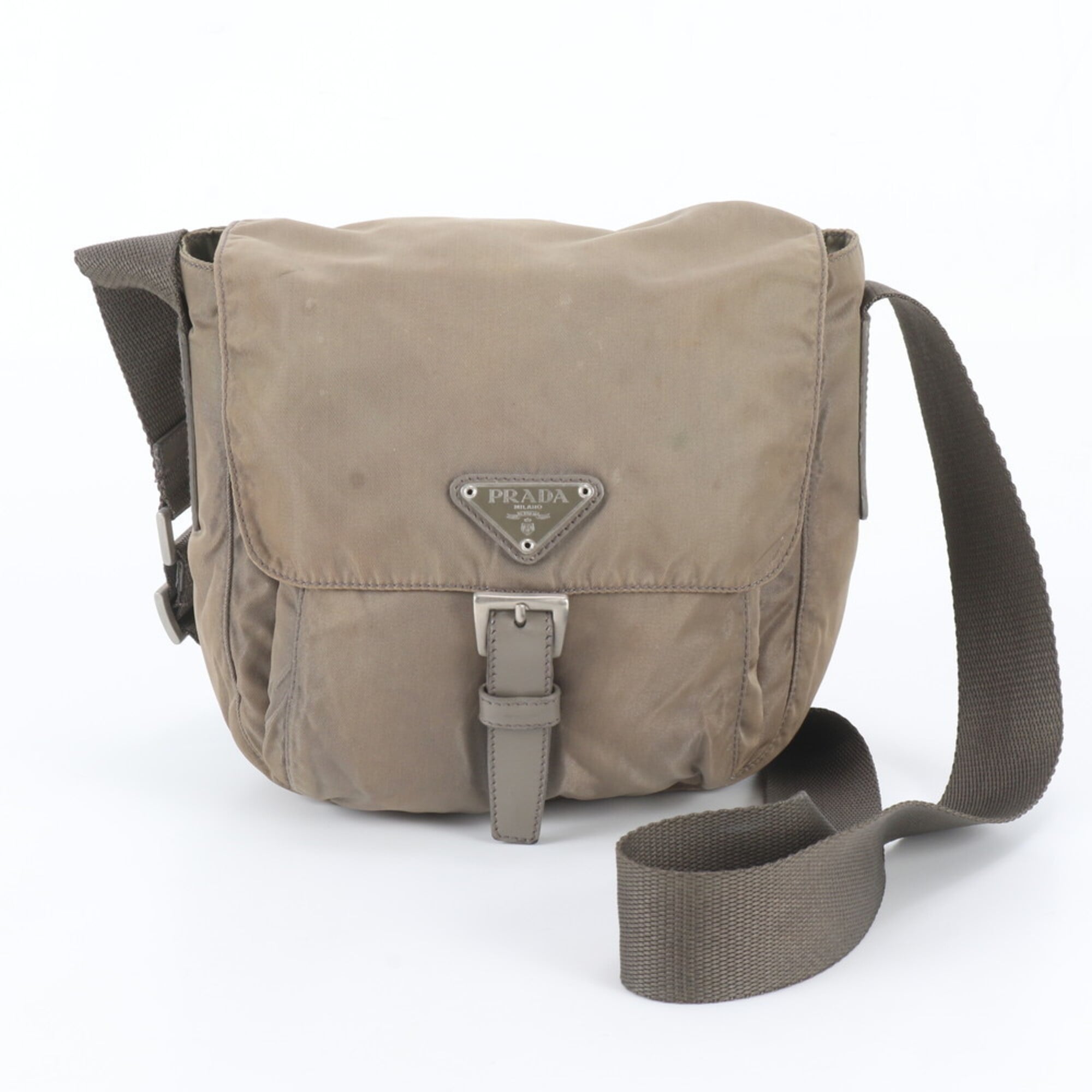 Prada Khaki Messenger Bag Shoulder Bag (Pre-Owned)