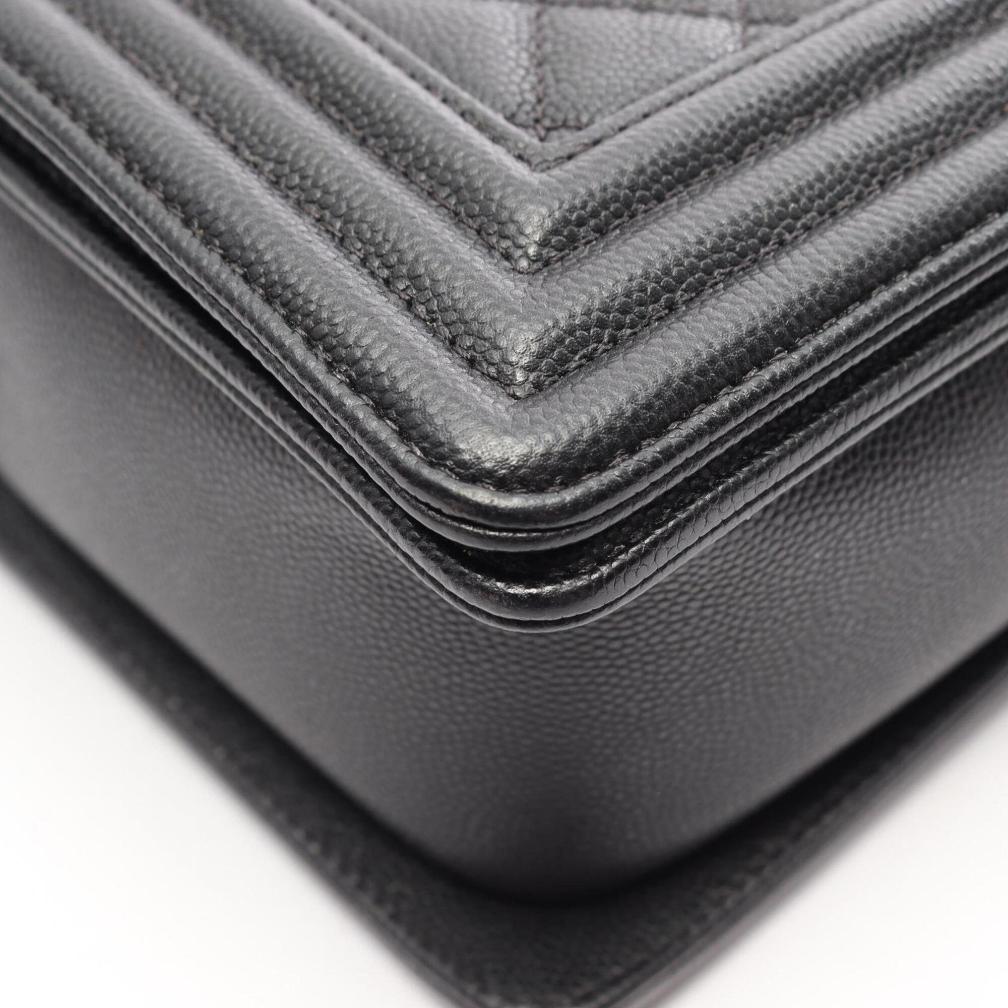 Chanel Black Grained Calfskin Handbag Shoulder Bag (Pre-Owned)