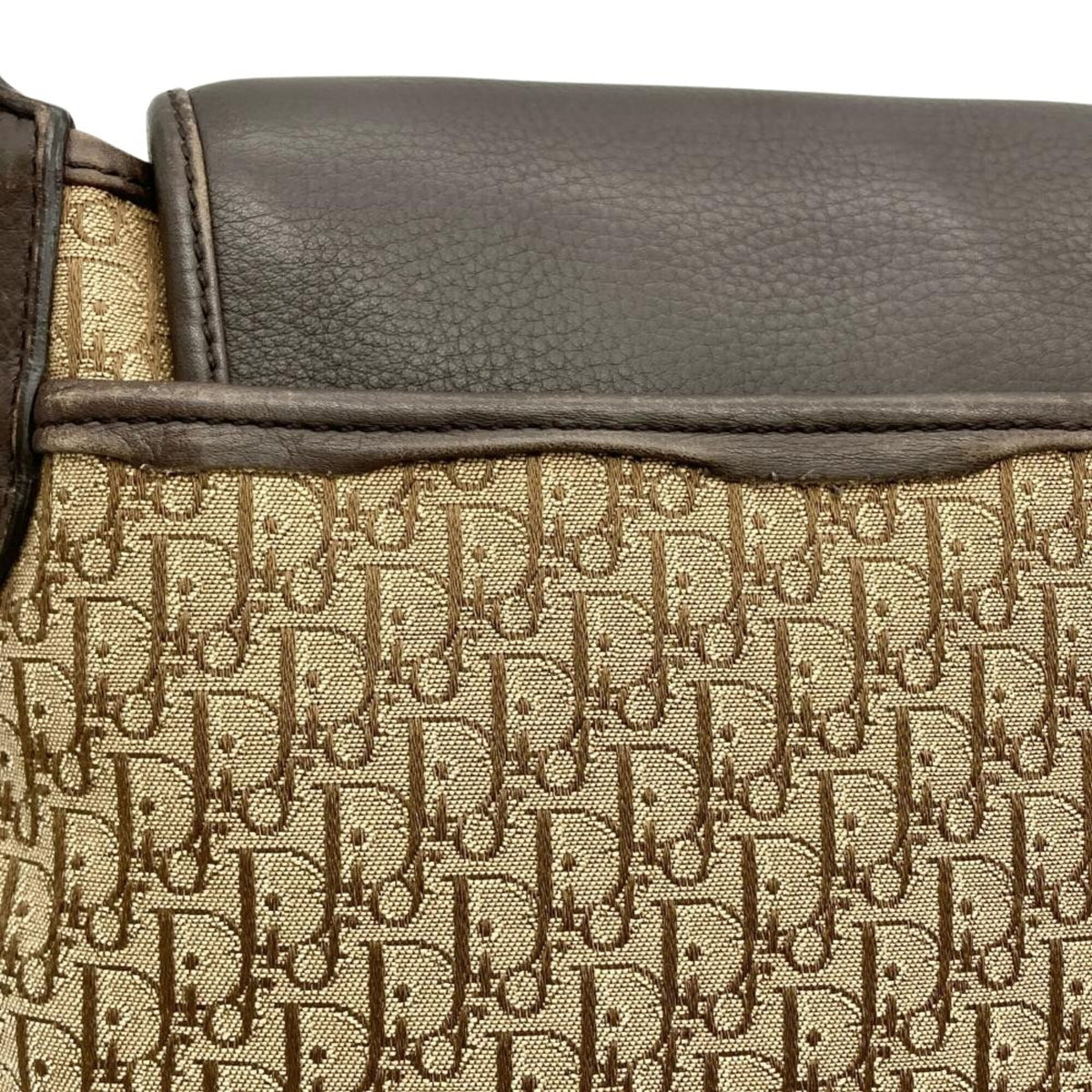 Christian Dior Trotter Brown Jacquard Leather Shoulder Bag (Pre-Owned)