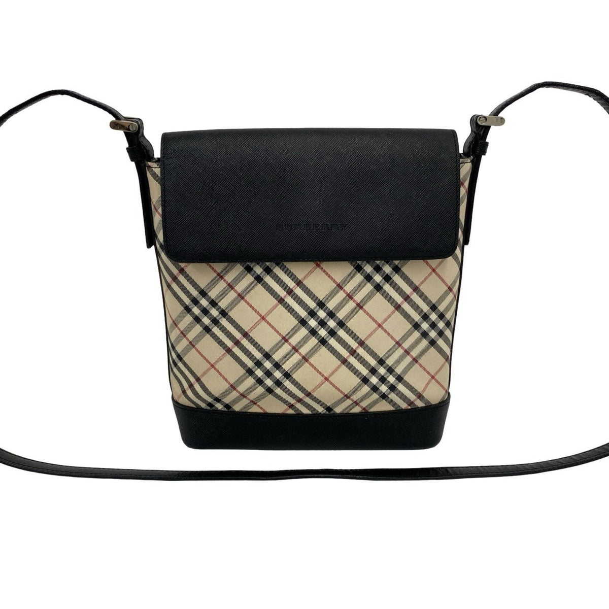 Burberry Beige Black Canvas Leather Pochette Shoulder Bag (Pre-Owned)
