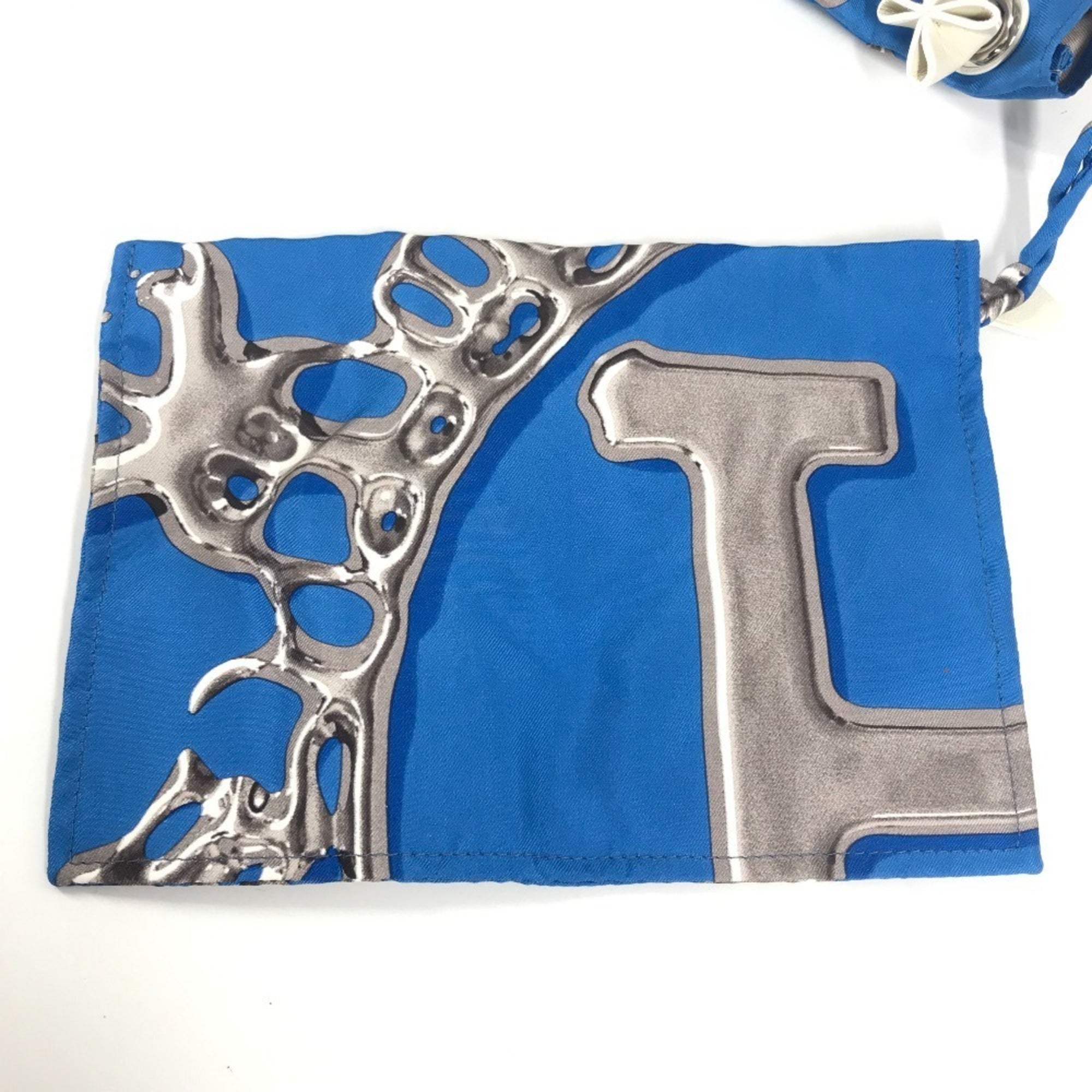 Hermes Blue White Silk Leather Shoulder Bag (Pre-Owned)