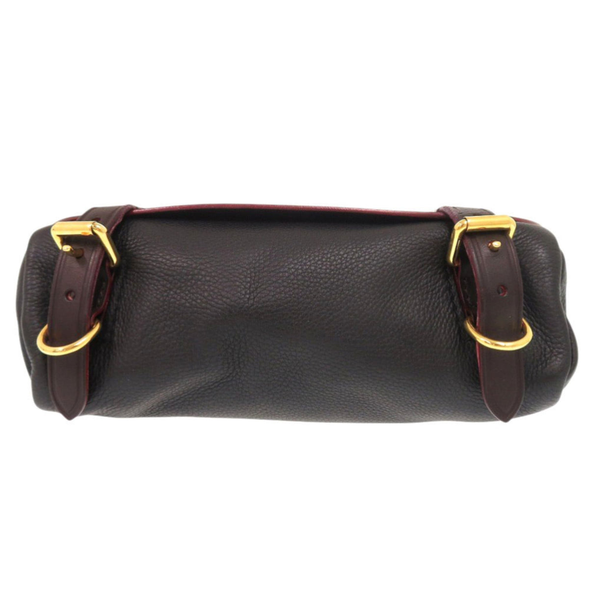 Burberry Black Dark Brown Leather Shoulder Bag (Pre-Owned)