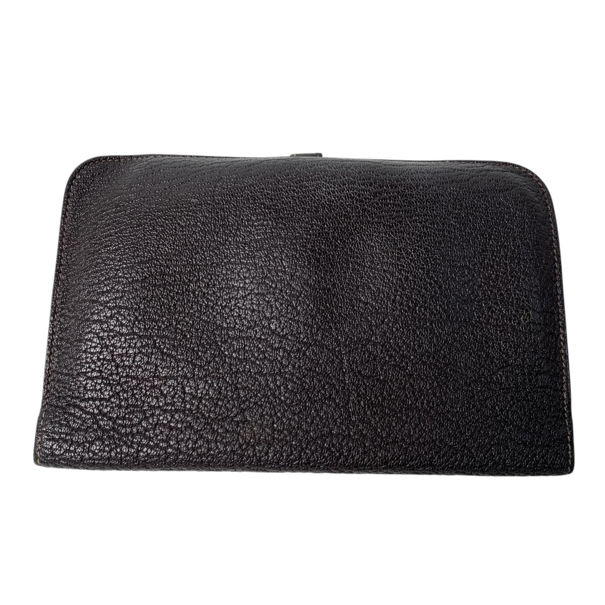 Hermes Dark Brown Leather Wallet (Bi-Fold) (Pre-Owned)