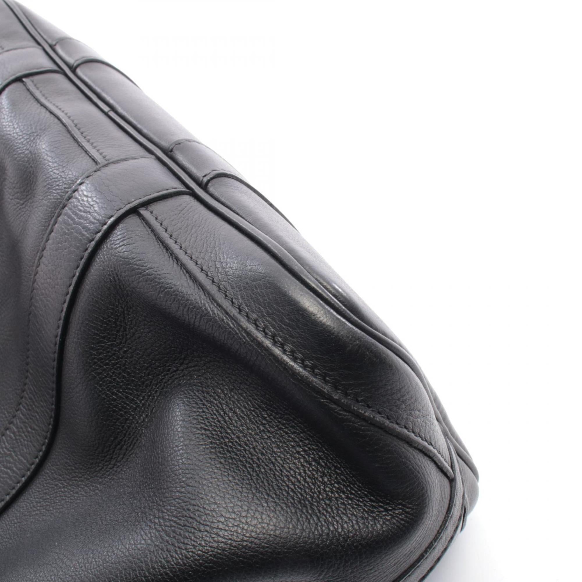 Hermes Black Leather Handbag Tote Bag (Pre-Owned)