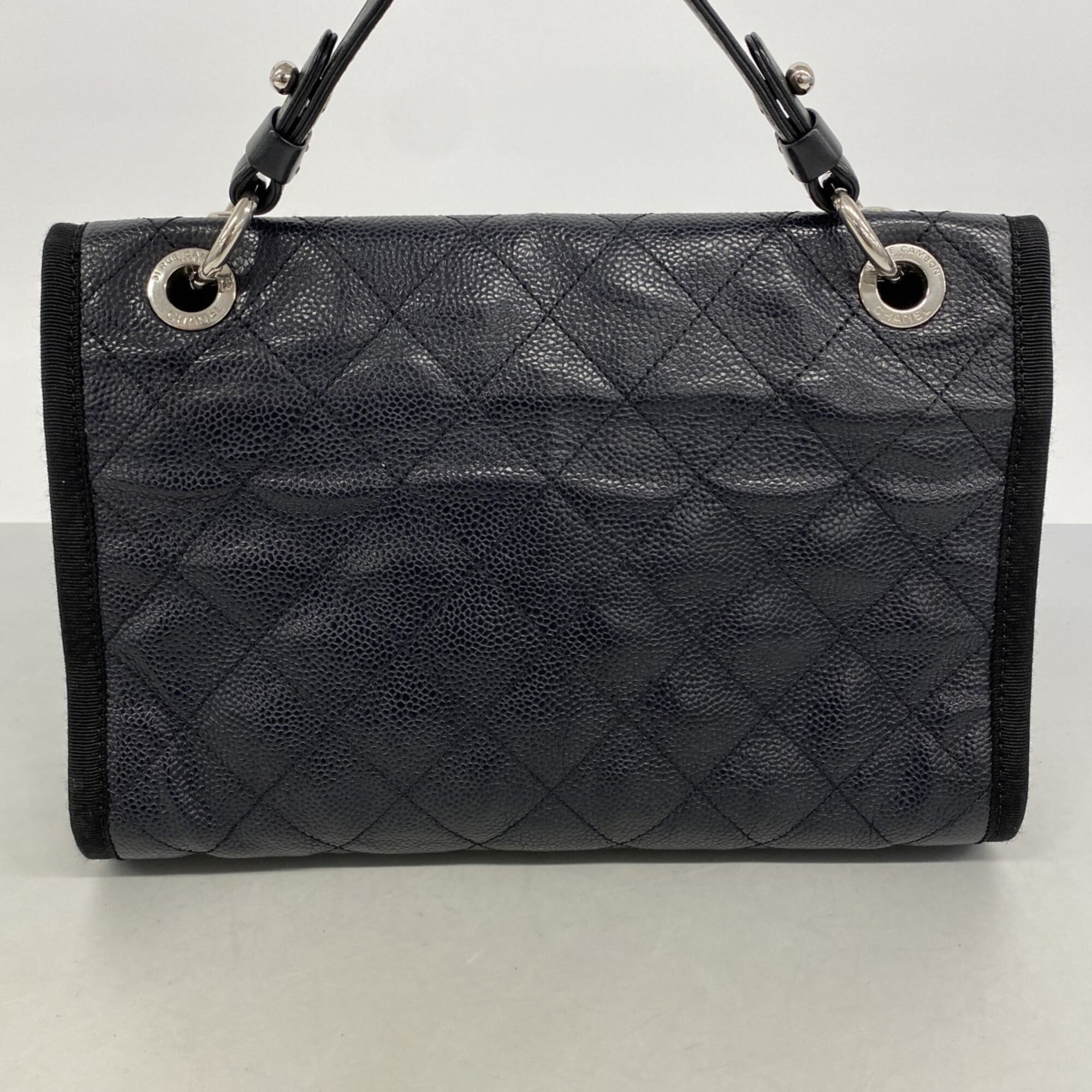 Chanel Black Grained Calfskin Handbag (Pre-Owned)