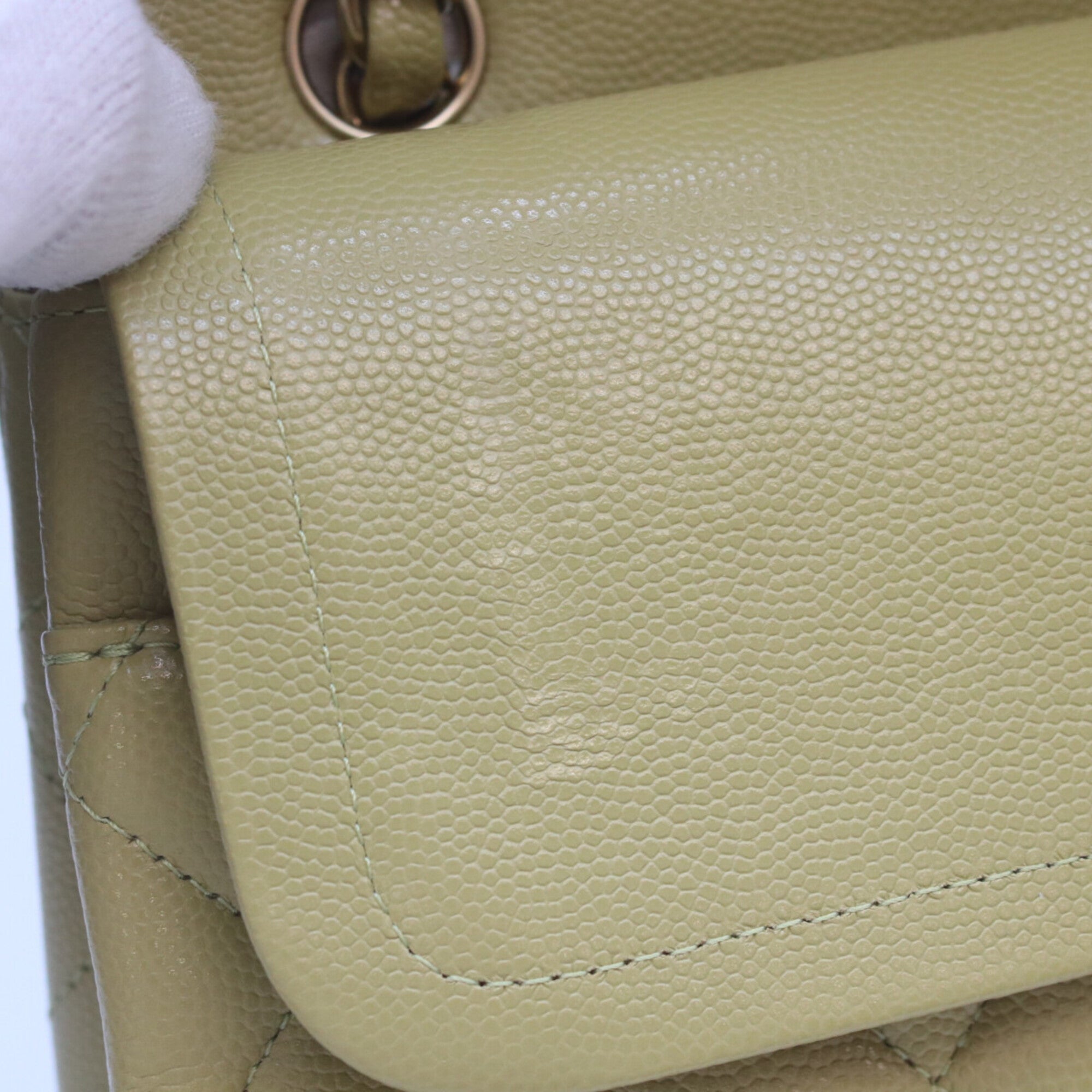 Chanel Green Grained Calfskin Shoulder Bag (Pre-Owned)