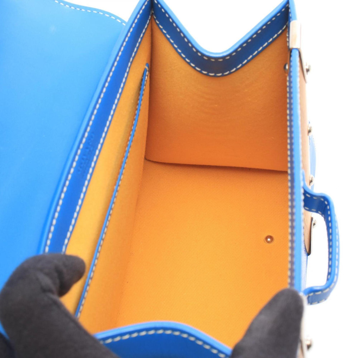 Goyard Blue Multi-Color White Coated Canvas Leather Handbag (Pre-Owned)