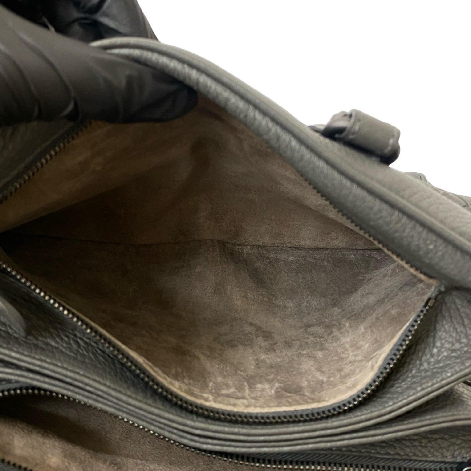 Bottega Veneta Gray Leather Handbag (Pre-Owned)