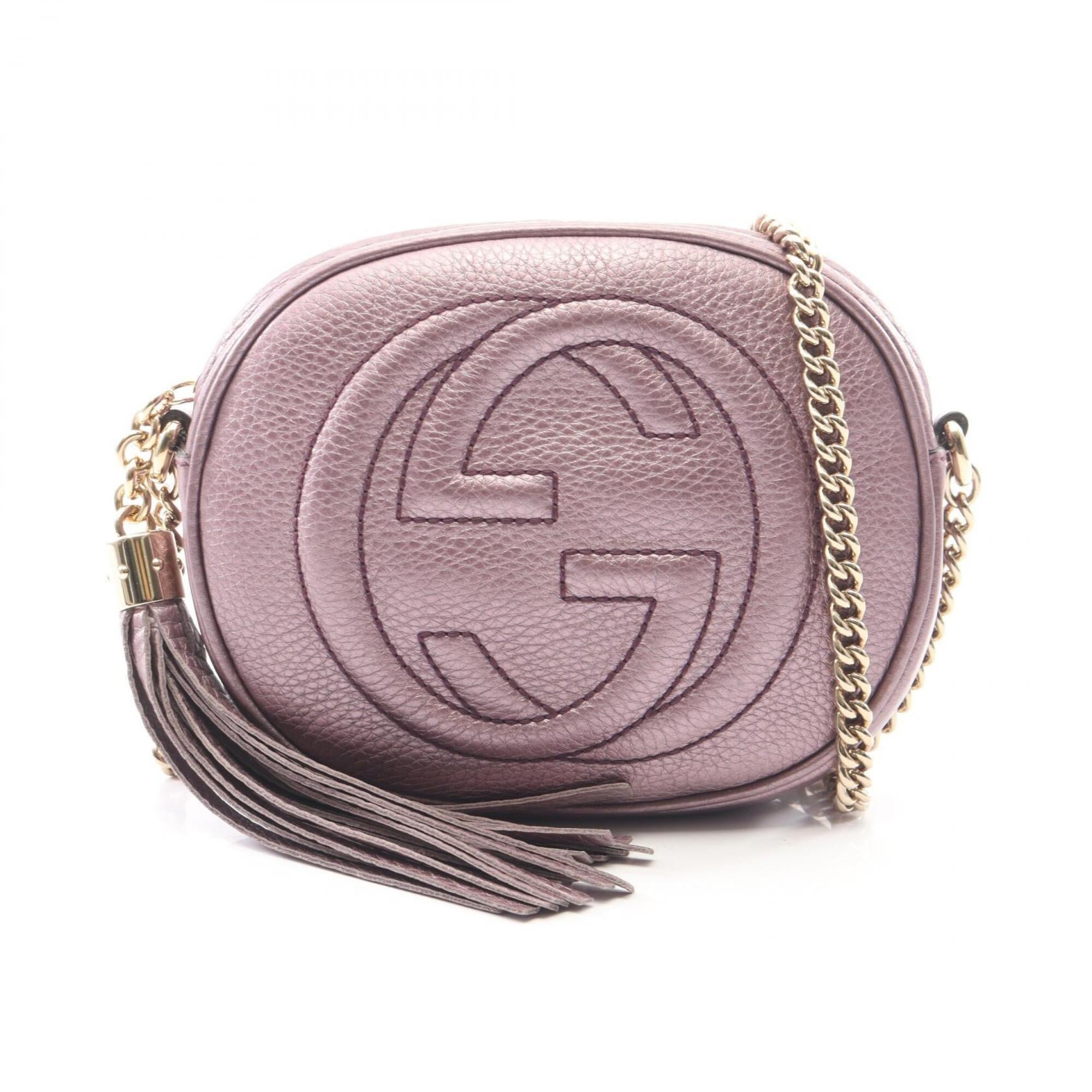 Gucci Purple Leather Handbag Shoulder Bag (Pre-Owned)