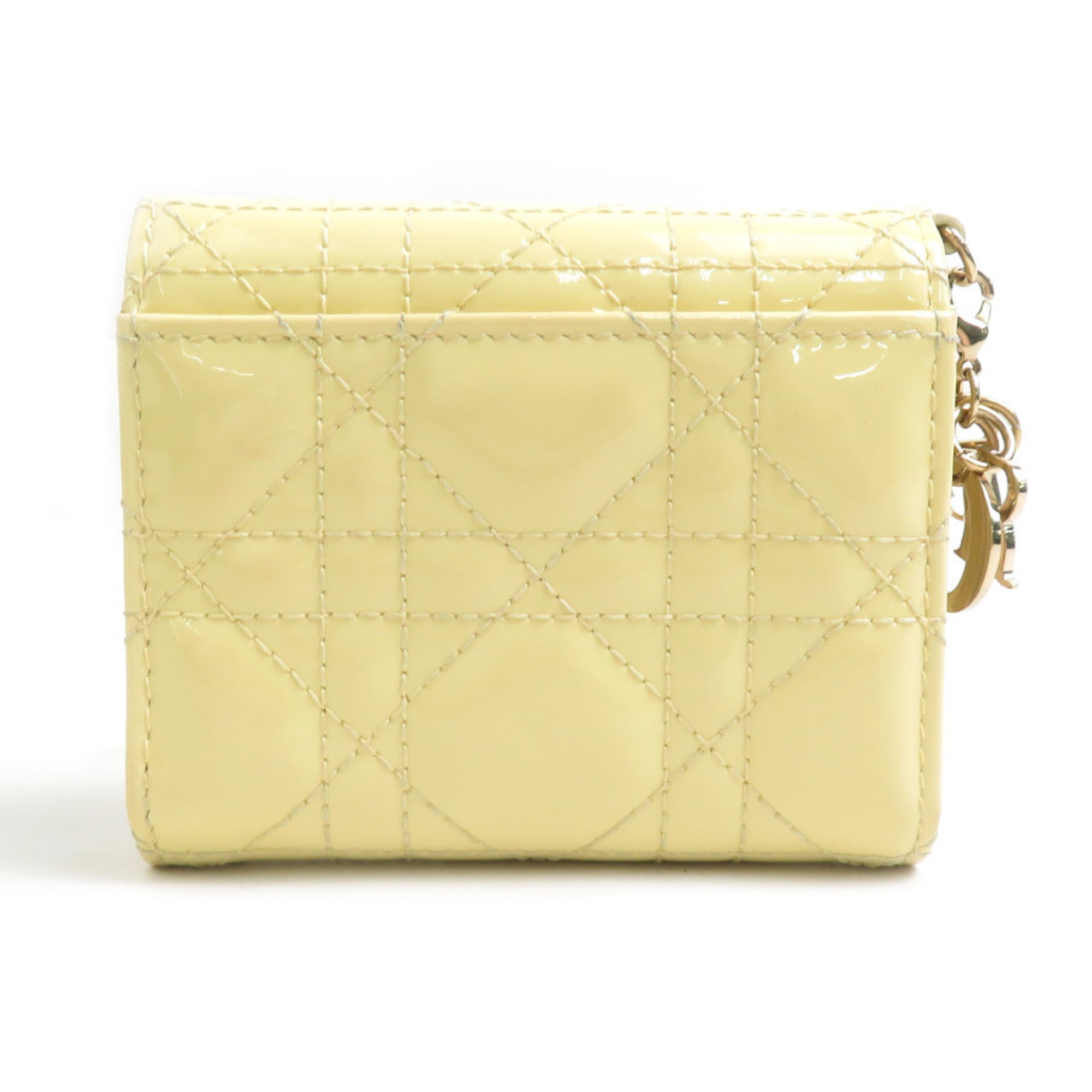 Christian Dior Yellow Patent Leather Wallet (Tri-Fold) (Pre-Owned)