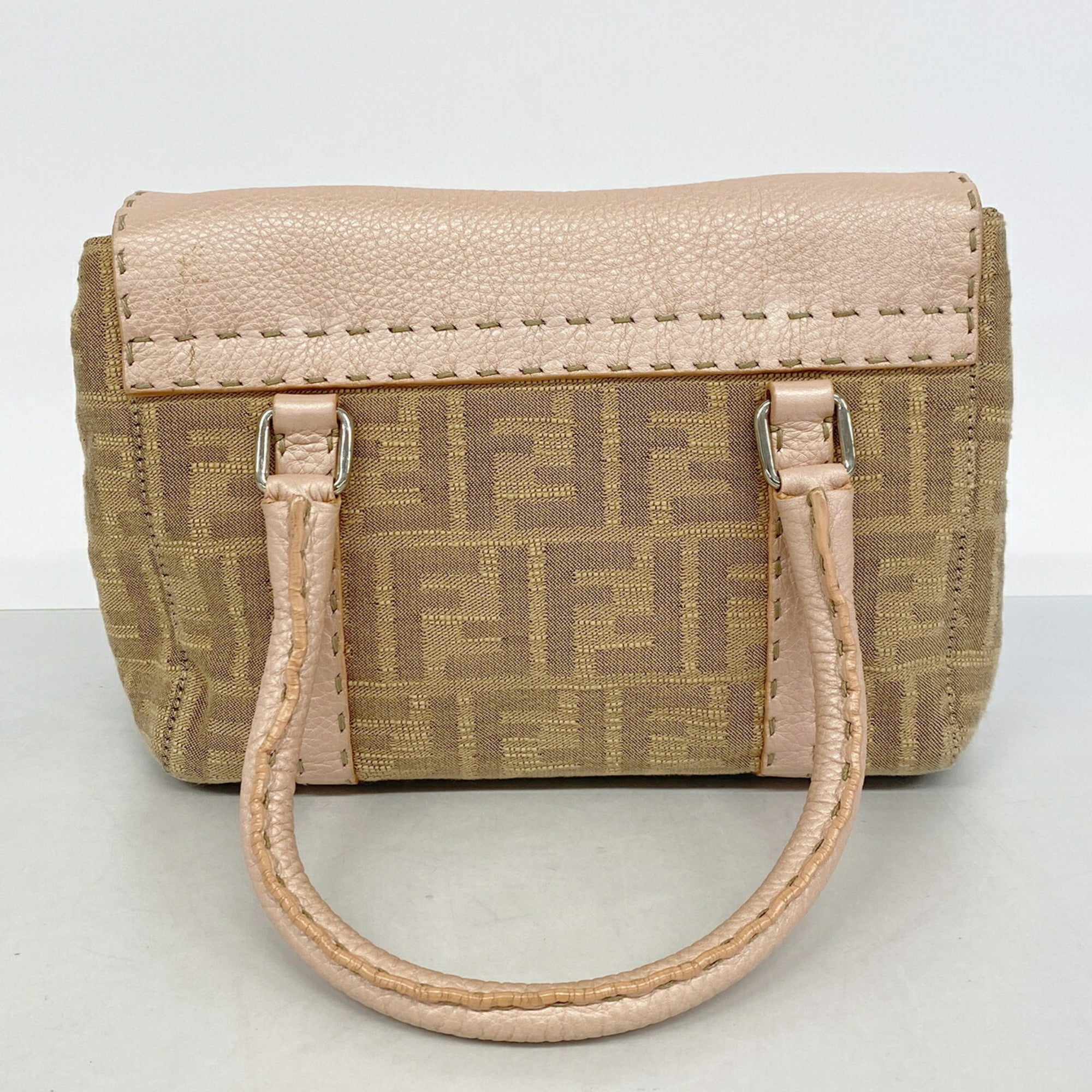Fendi Brown Pink Canvas Handbag (Pre-Owned)