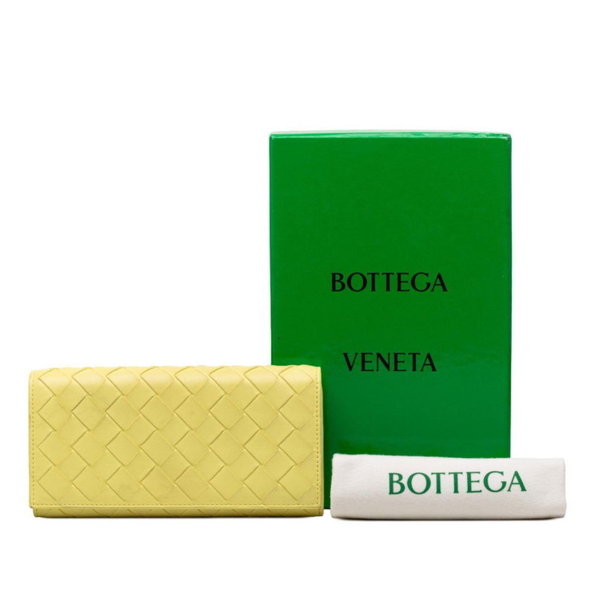 Bottega Veneta Yellow Leather Long Wallet (Bi-Fold) (Pre-Owned)