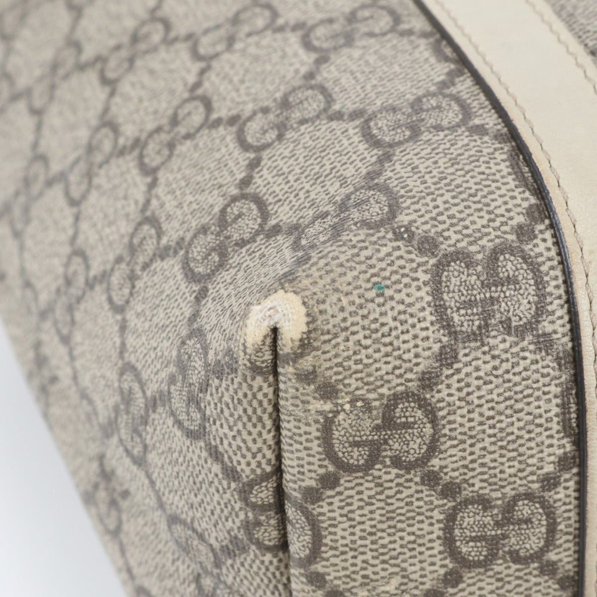 Gucci Beige Leather Coated Canvas Handbag Tote Bag (Pre-Owned)