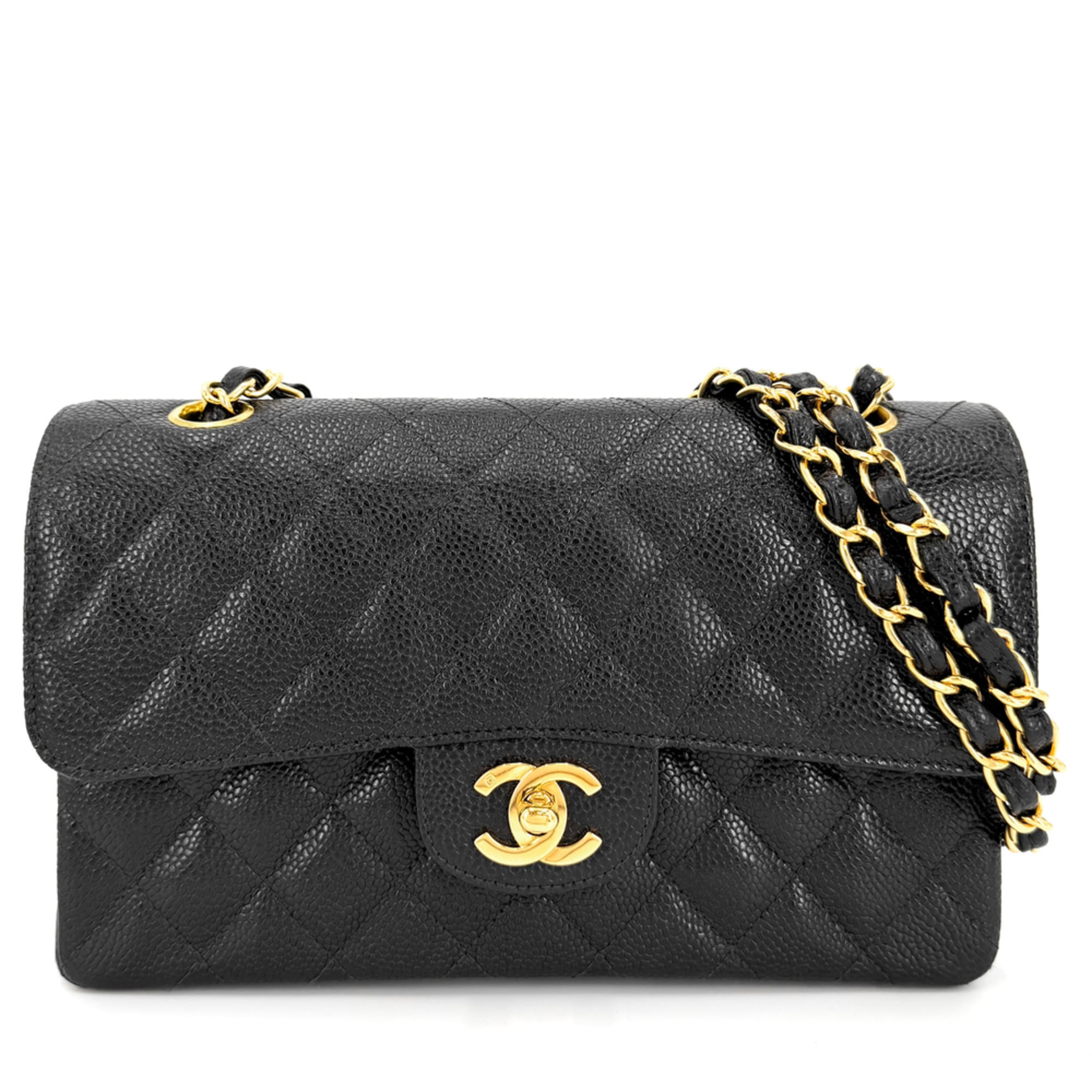 Chanel Matelasse Black Grained Calfskin Shoulder Bag (Pre-Owned)
