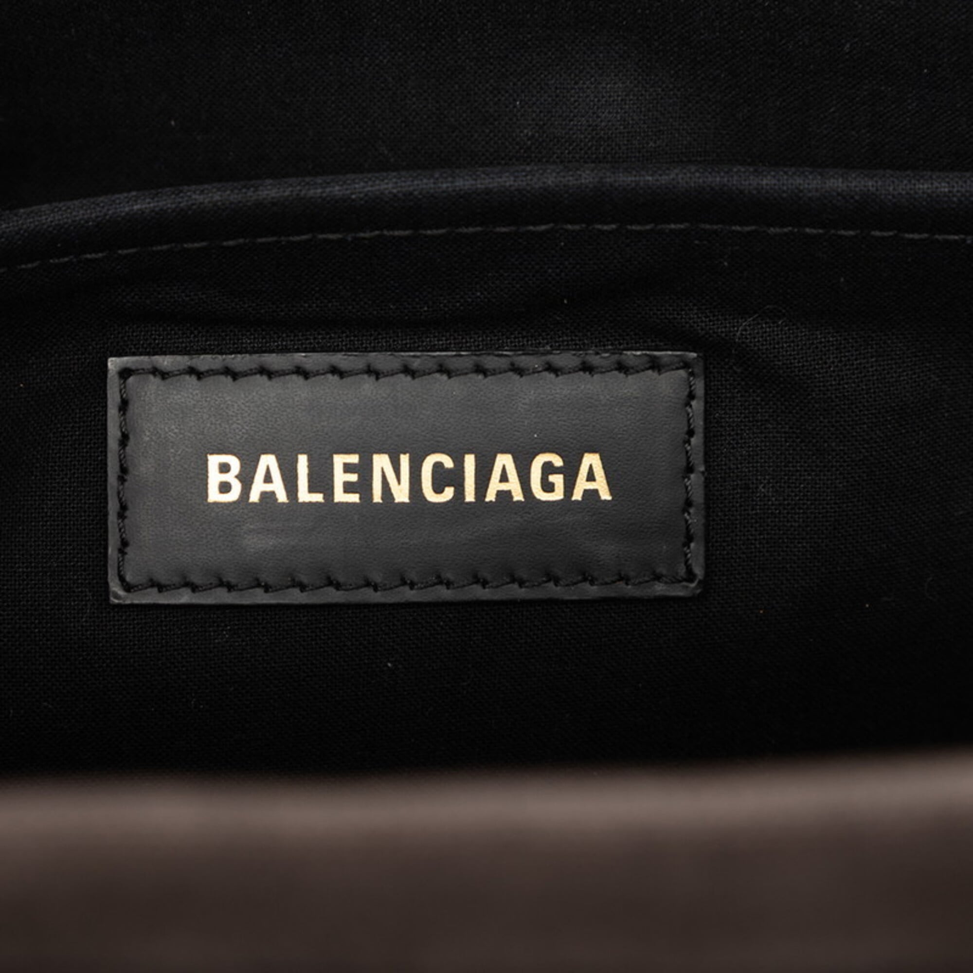 Balenciaga Dark Brown Canvas Leather Shoulder Bag Tote Bag (Pre-Owned)