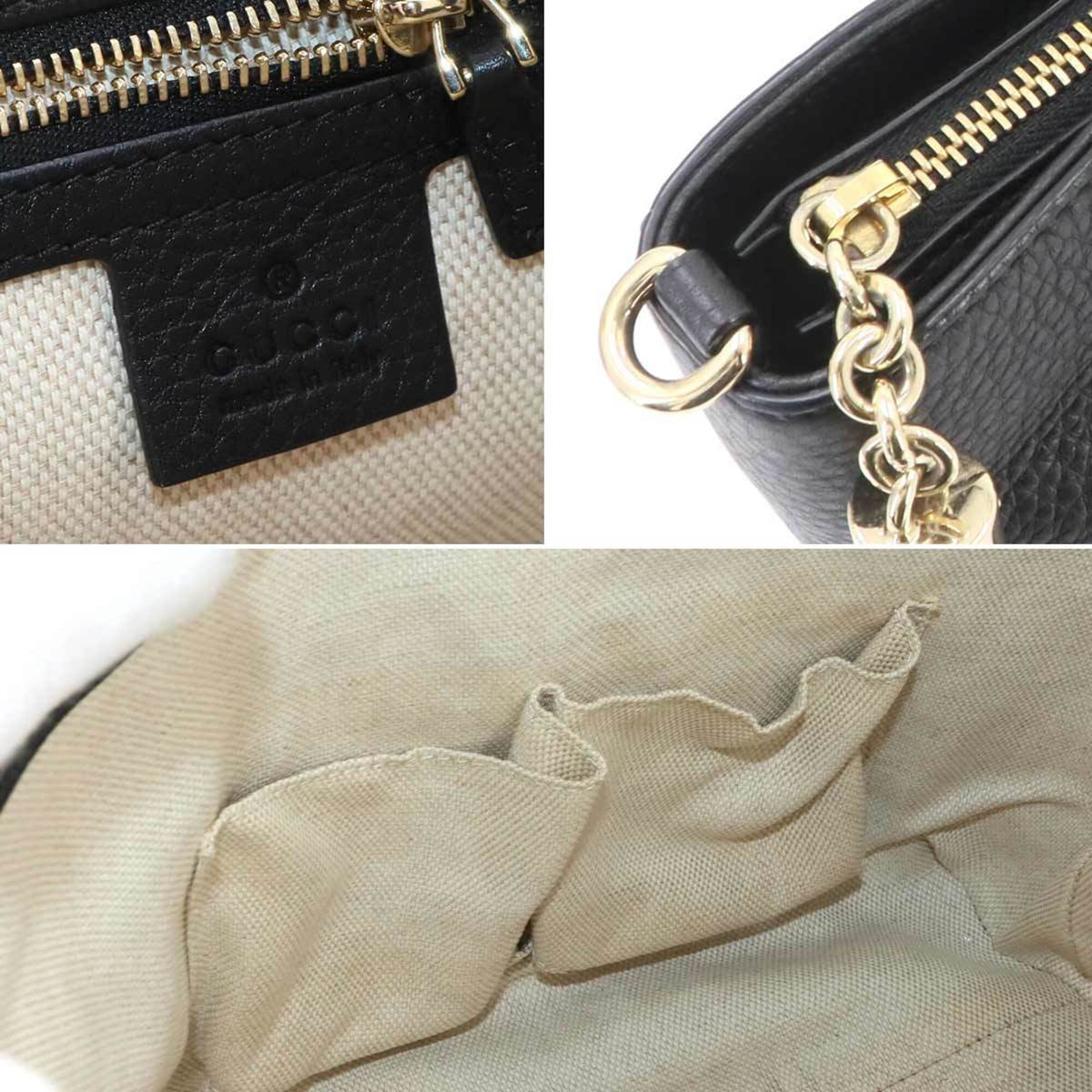 Gucci Soho Black Leather Handbag Shoulder Bag Tote Bag (Pre-Owned)