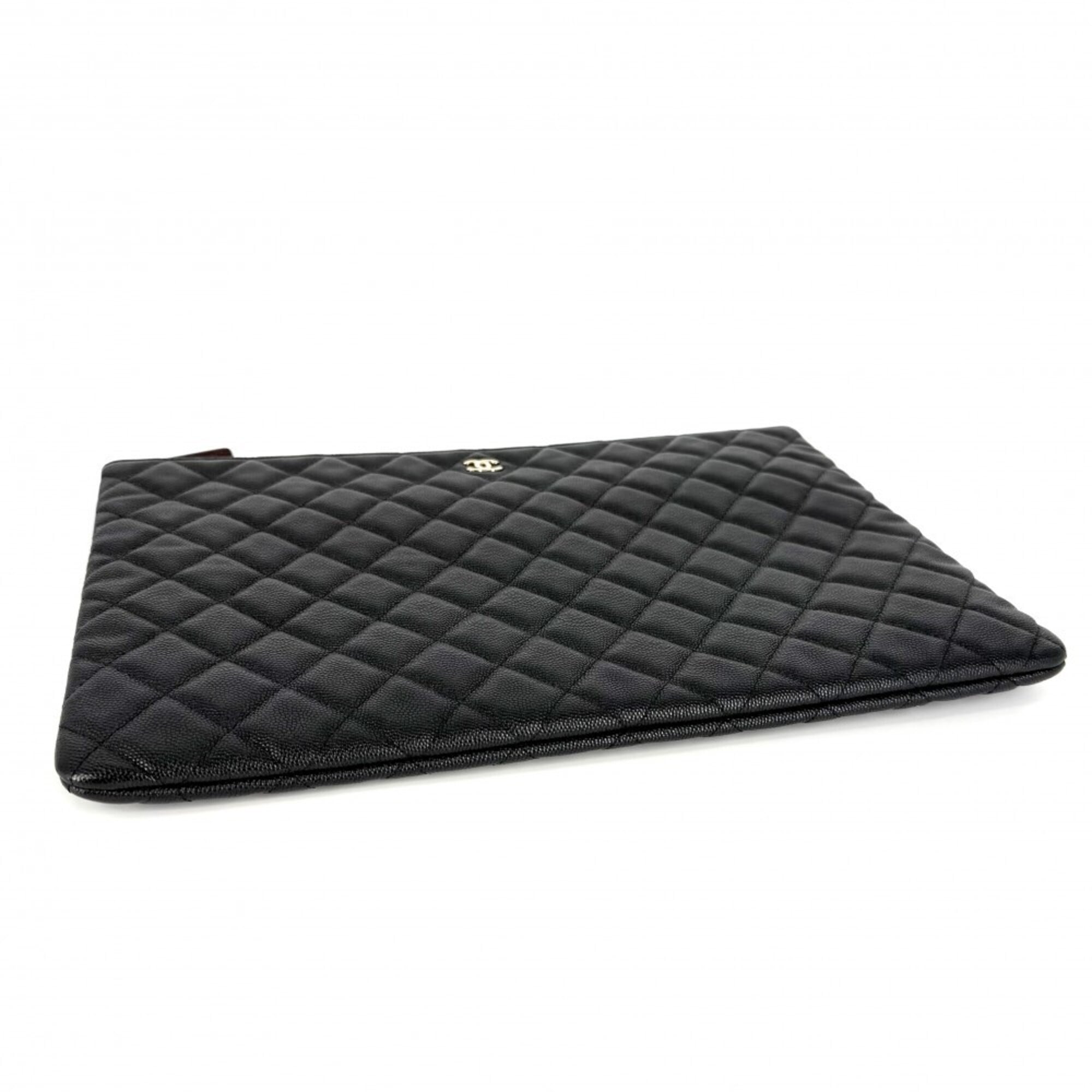 Chanel Black Grained Calfskin Clutch Bag (Pre-Owned)