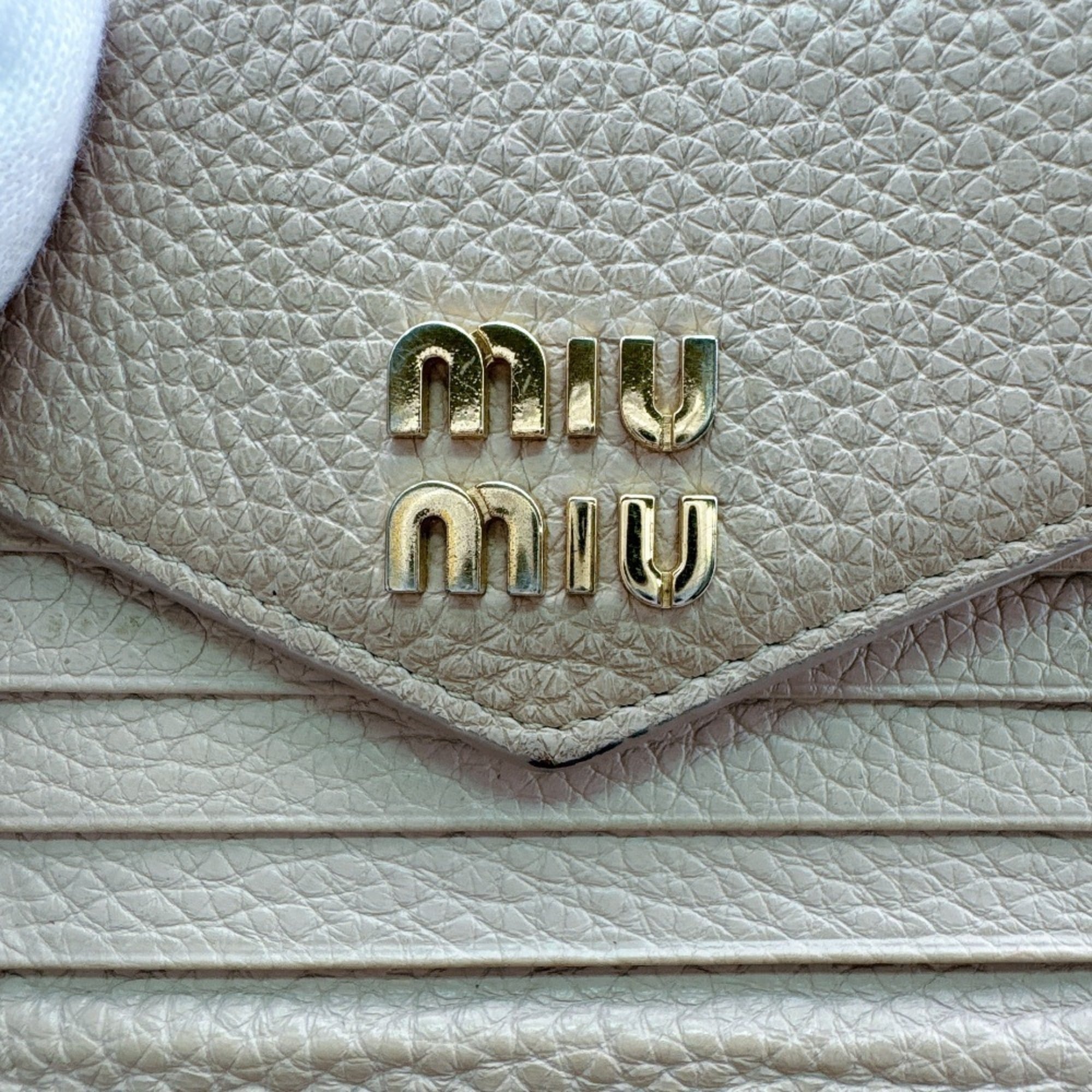 Miu Miu Beige Pink Leather Wallet (Tri-Fold) (Pre-Owned)