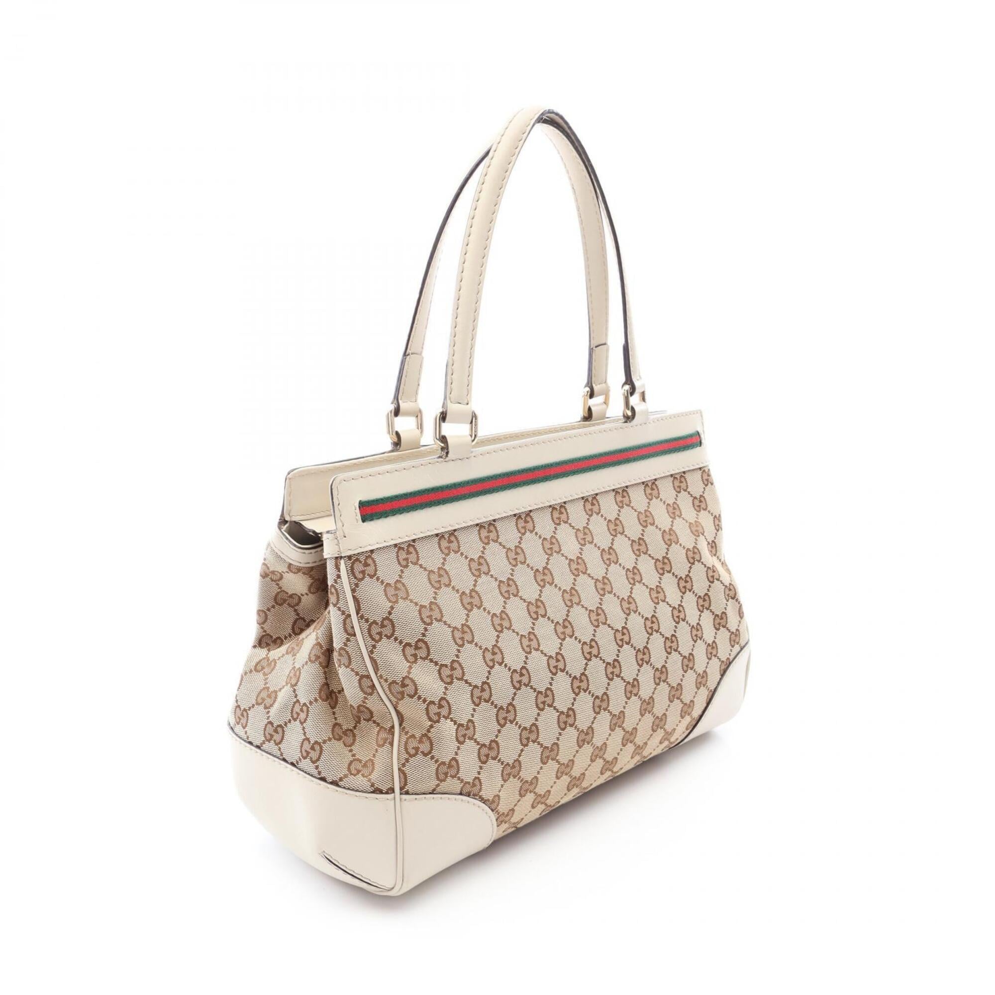 Gucci Beige Ivory Multi-Color Gg Canvas Leather Handbag Tote Bag (Pre-Owned)