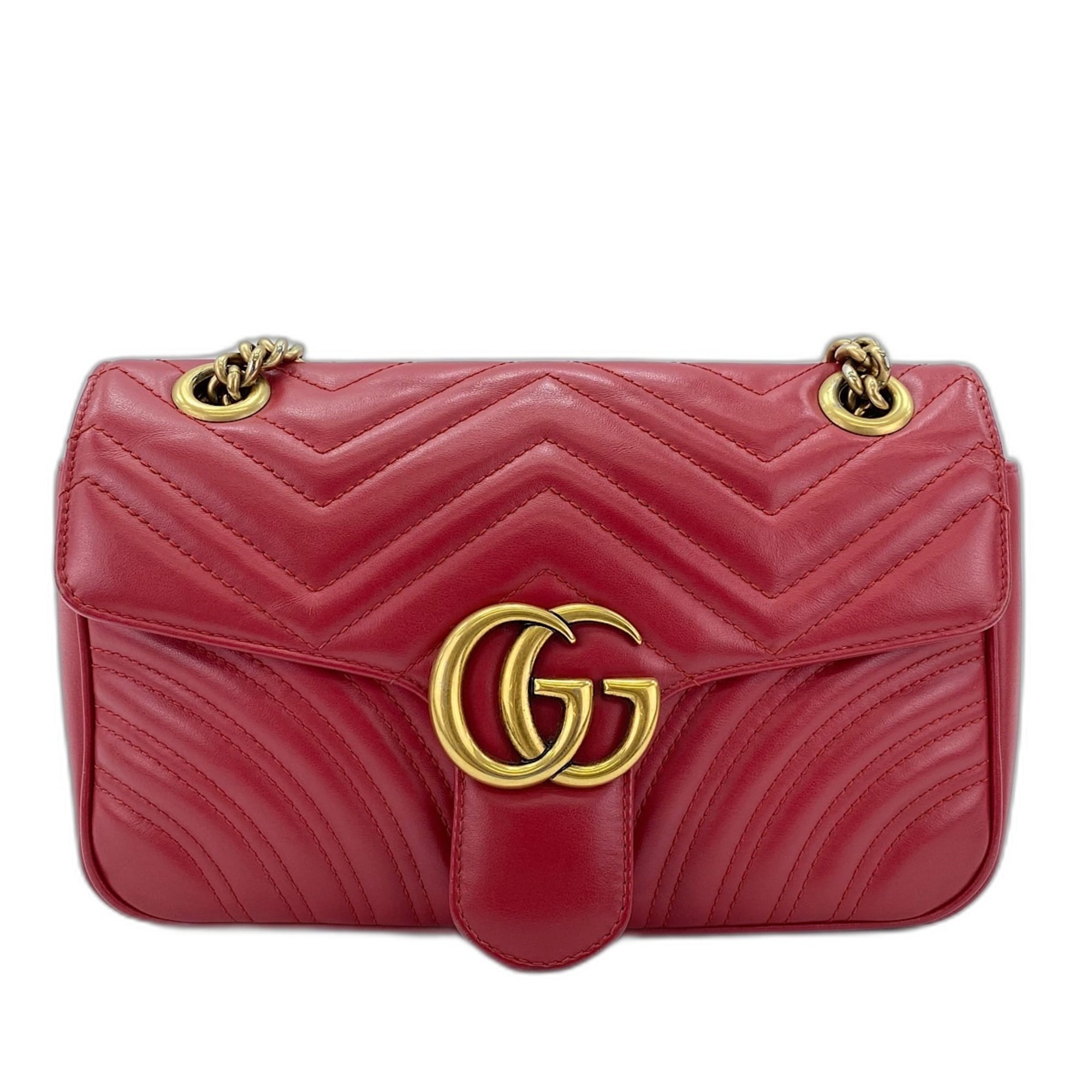 Gucci Red Color Leather Shoulder Bag (Pre-Owned)