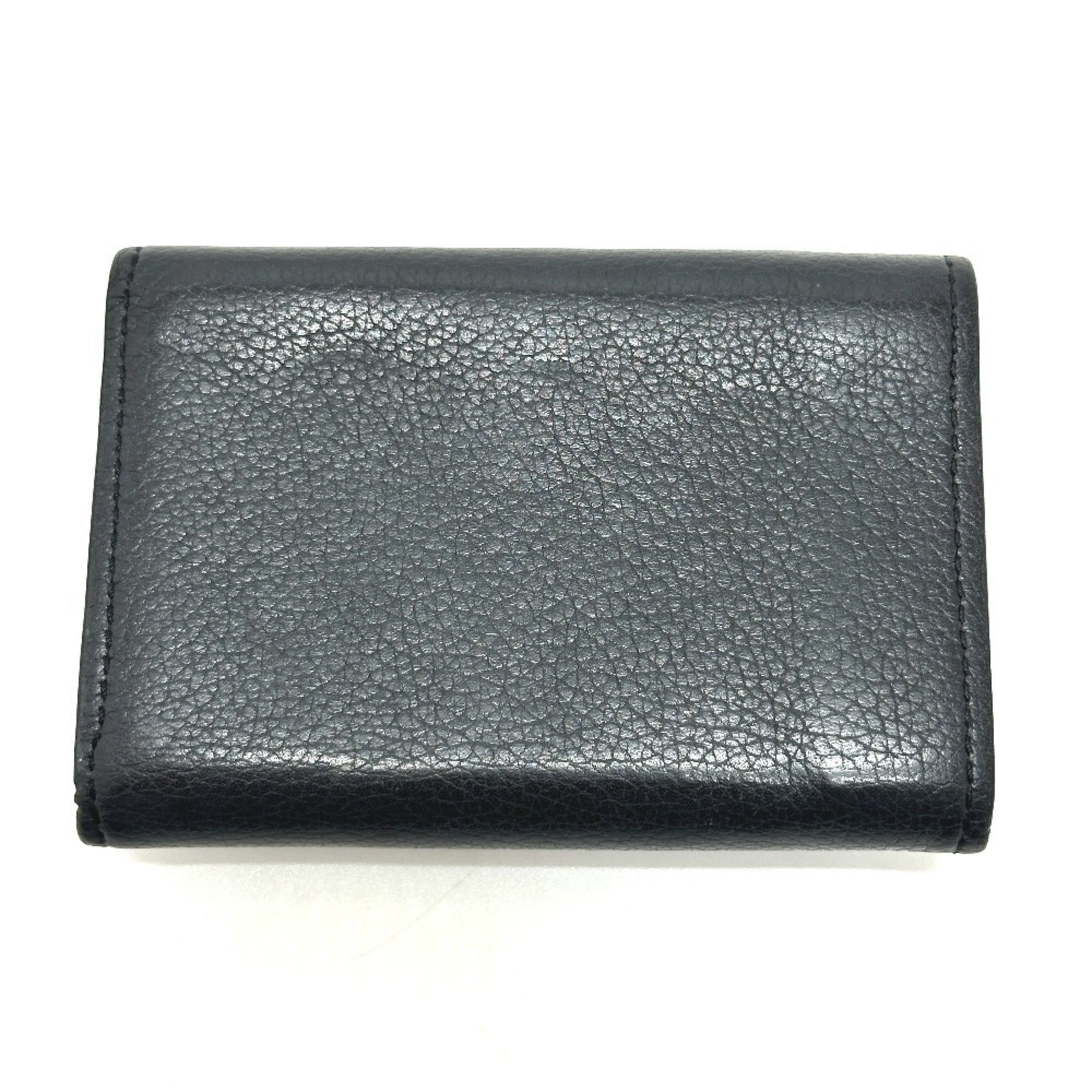 Louis Vuitton Black Leather Wallet (Tri-Fold) (Pre-Owned)