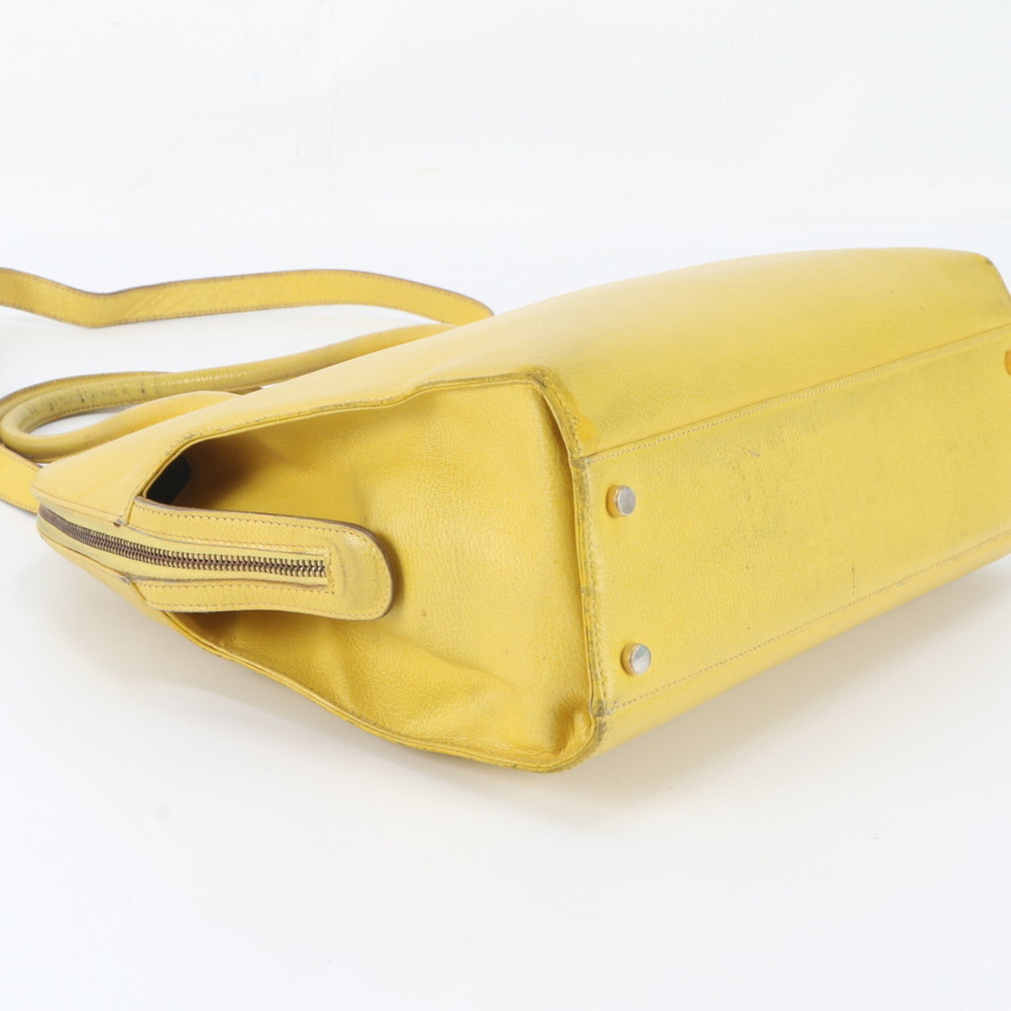 Salvatore Ferragamo Yellow Jacquard Handbag Shoulder Bag Tote Bag (Pre-Owned)