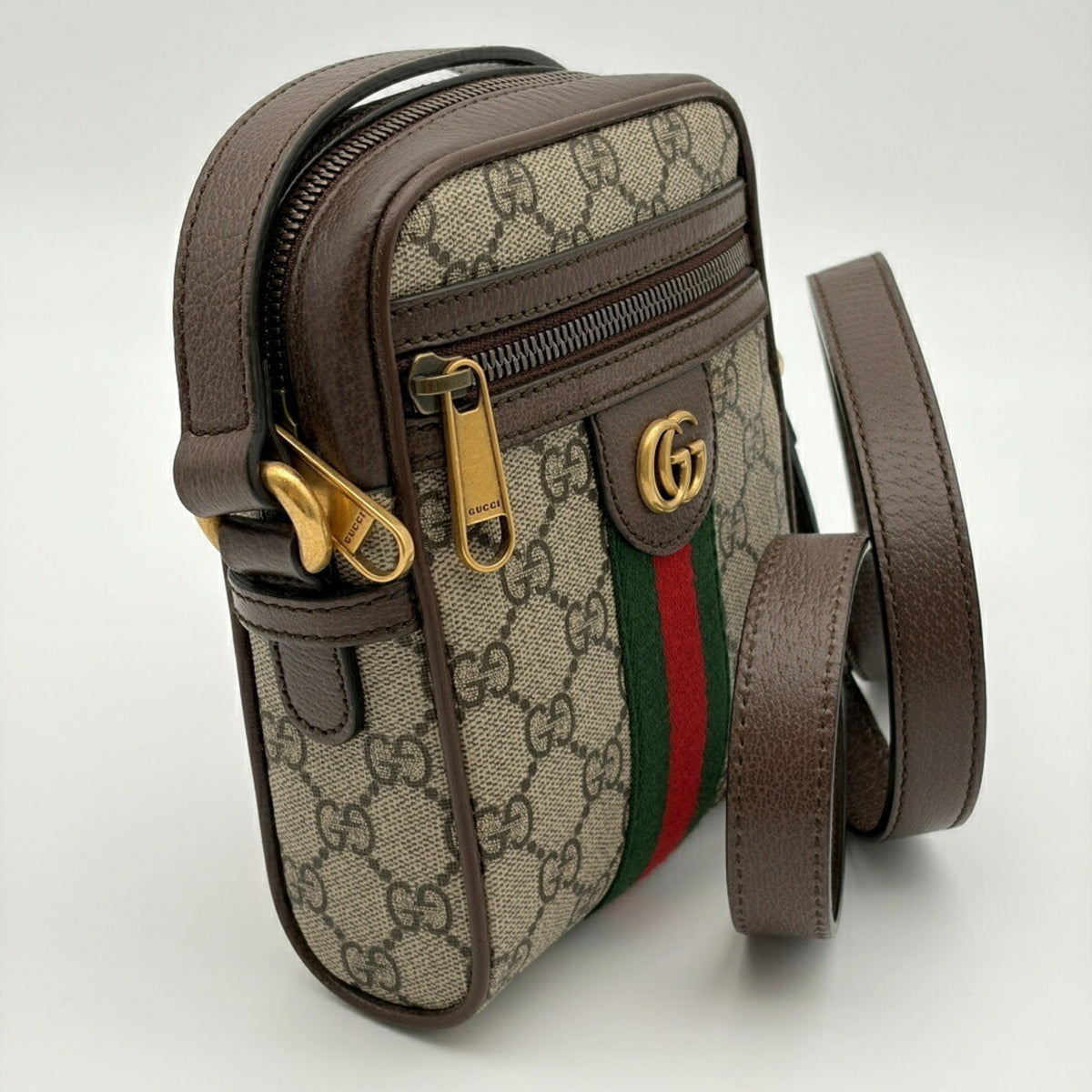 Gucci Beige Brown Gg Supreme Canvas Leather Shoulder Bag (Pre-Owned)
