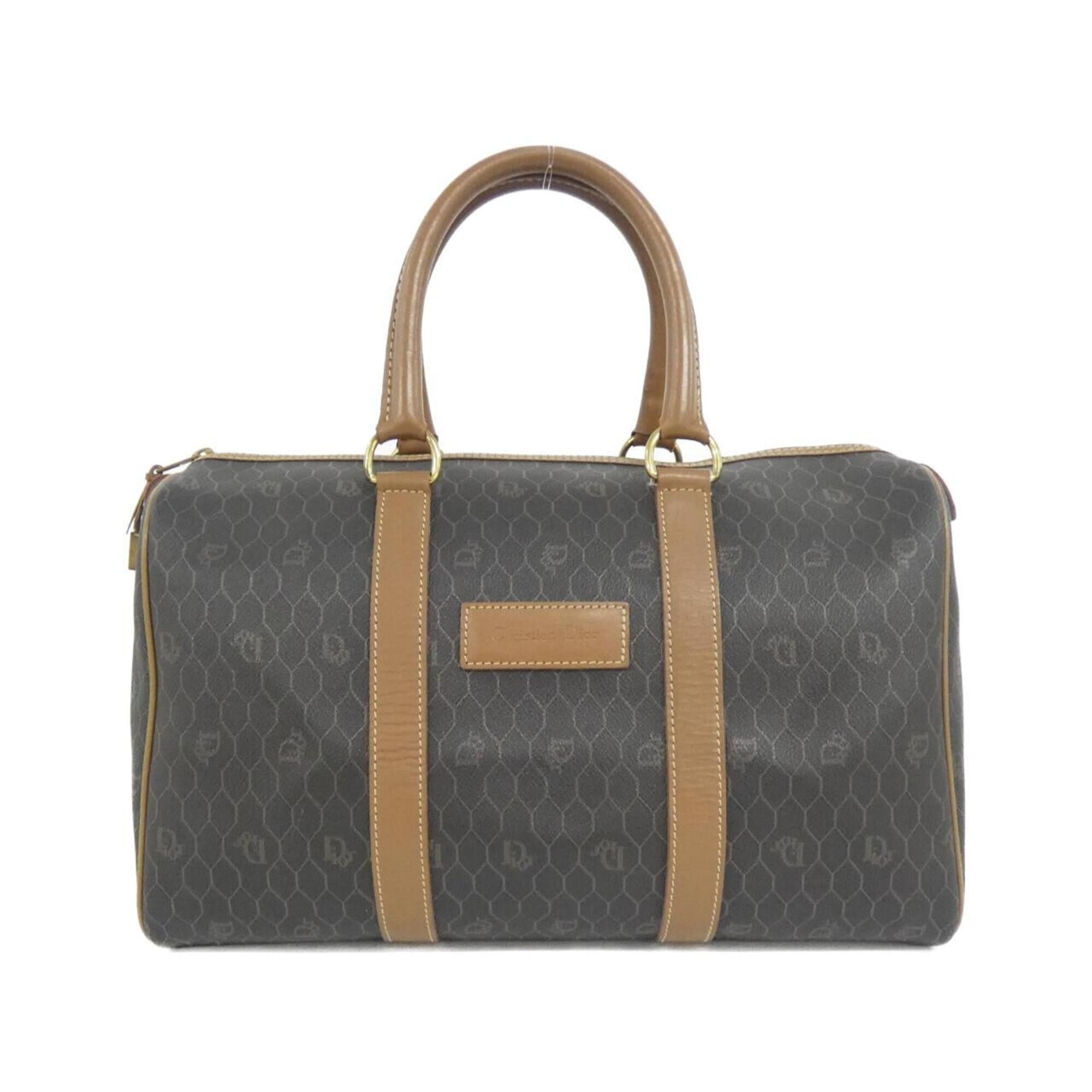 Christian Dior Brown Coated Canvas Boston Bag (Pre-Owned)
