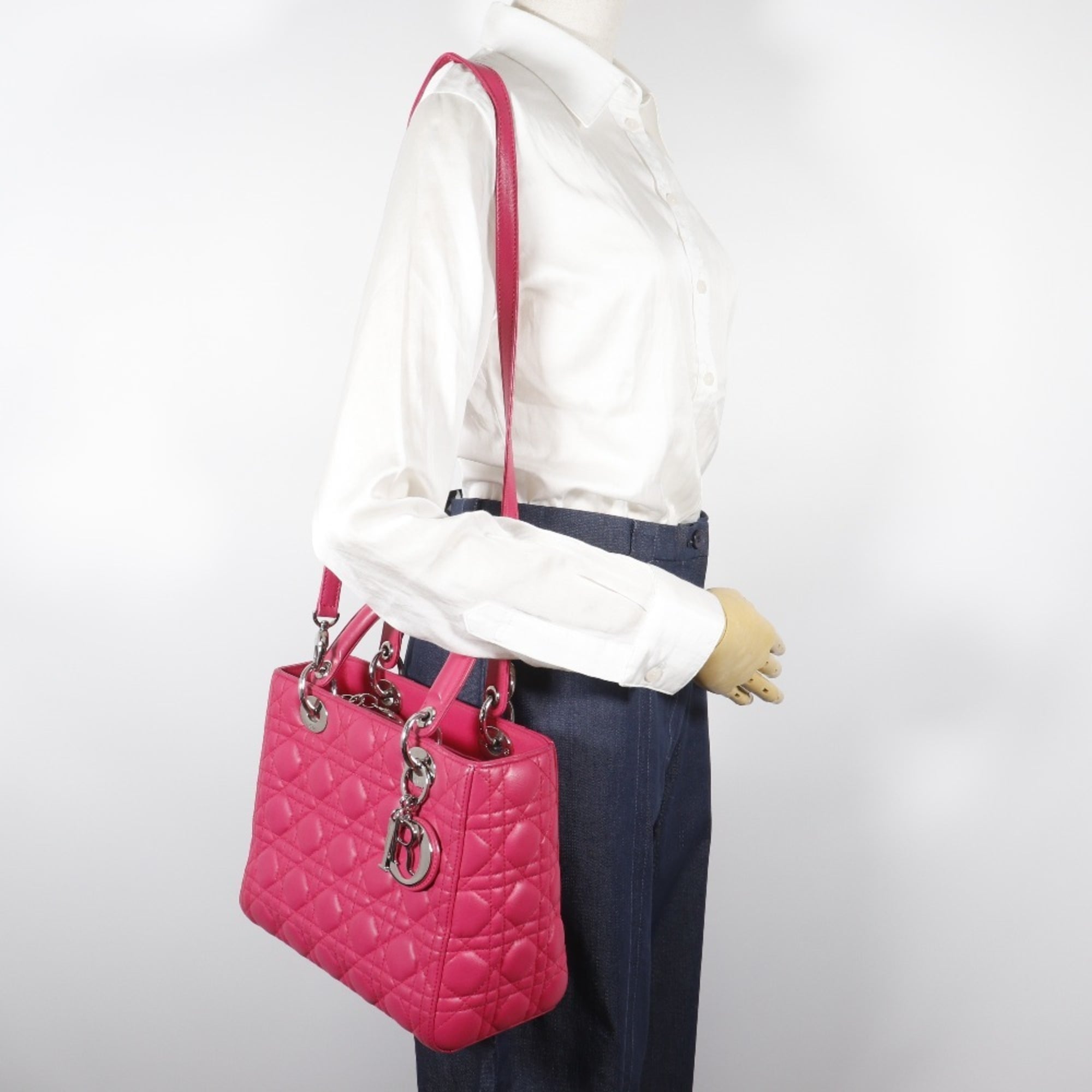 Christian Dior Lady Dior Pink Leather Handbag (Pre-Owned)