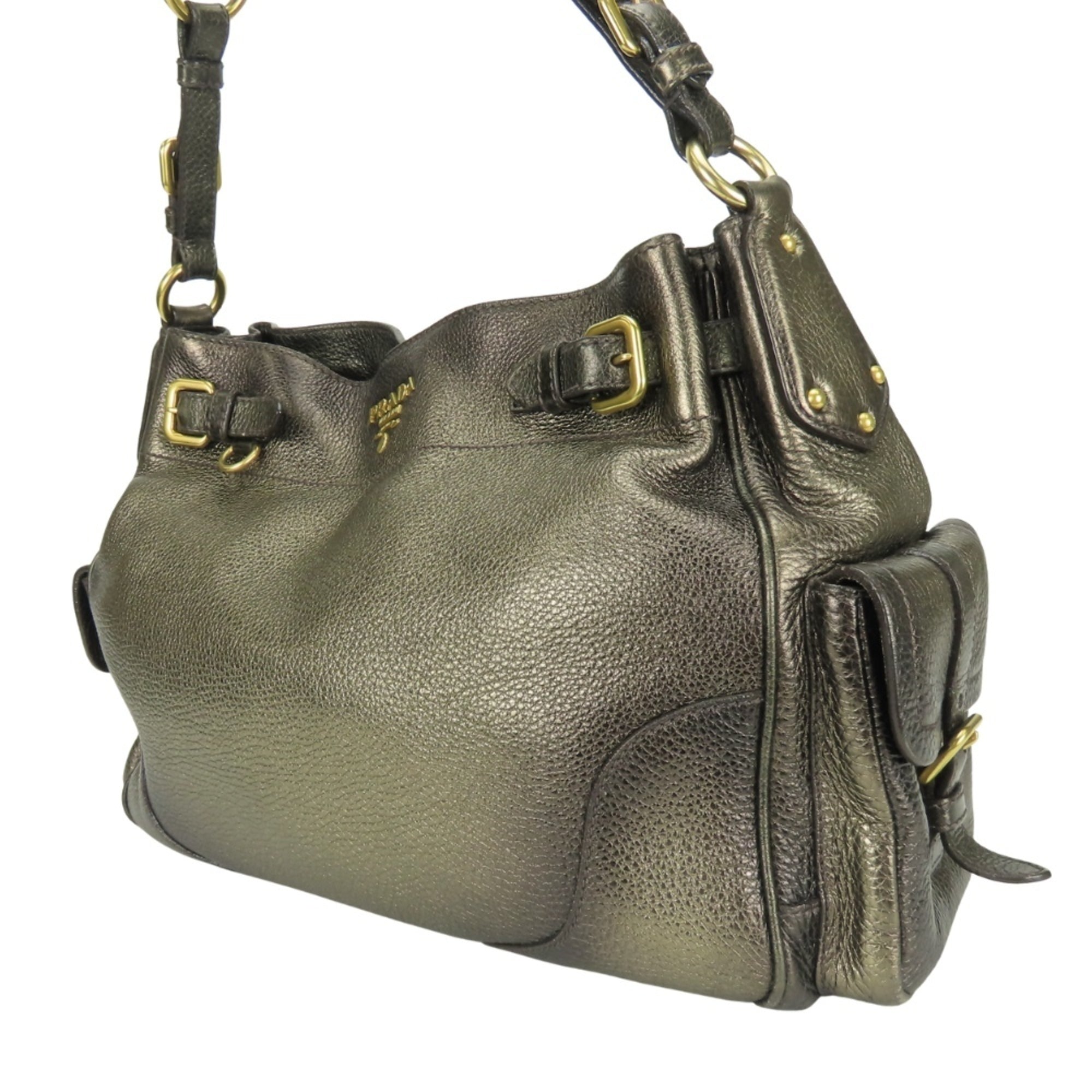 Prada Bronze Brown Leather Shoulder Bag (Pre-Owned)
