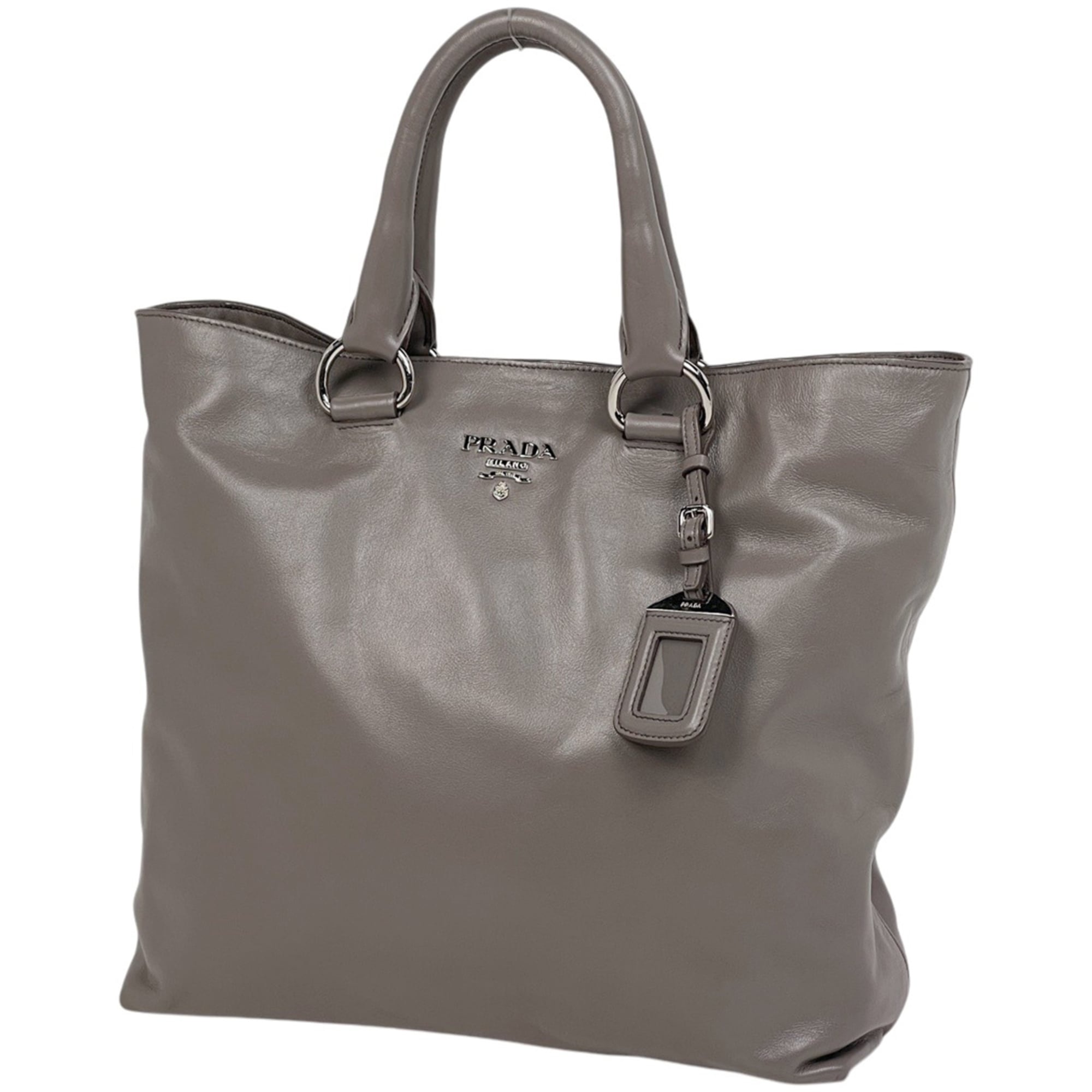 Prada Gray Leather Handbag (Pre-Owned)