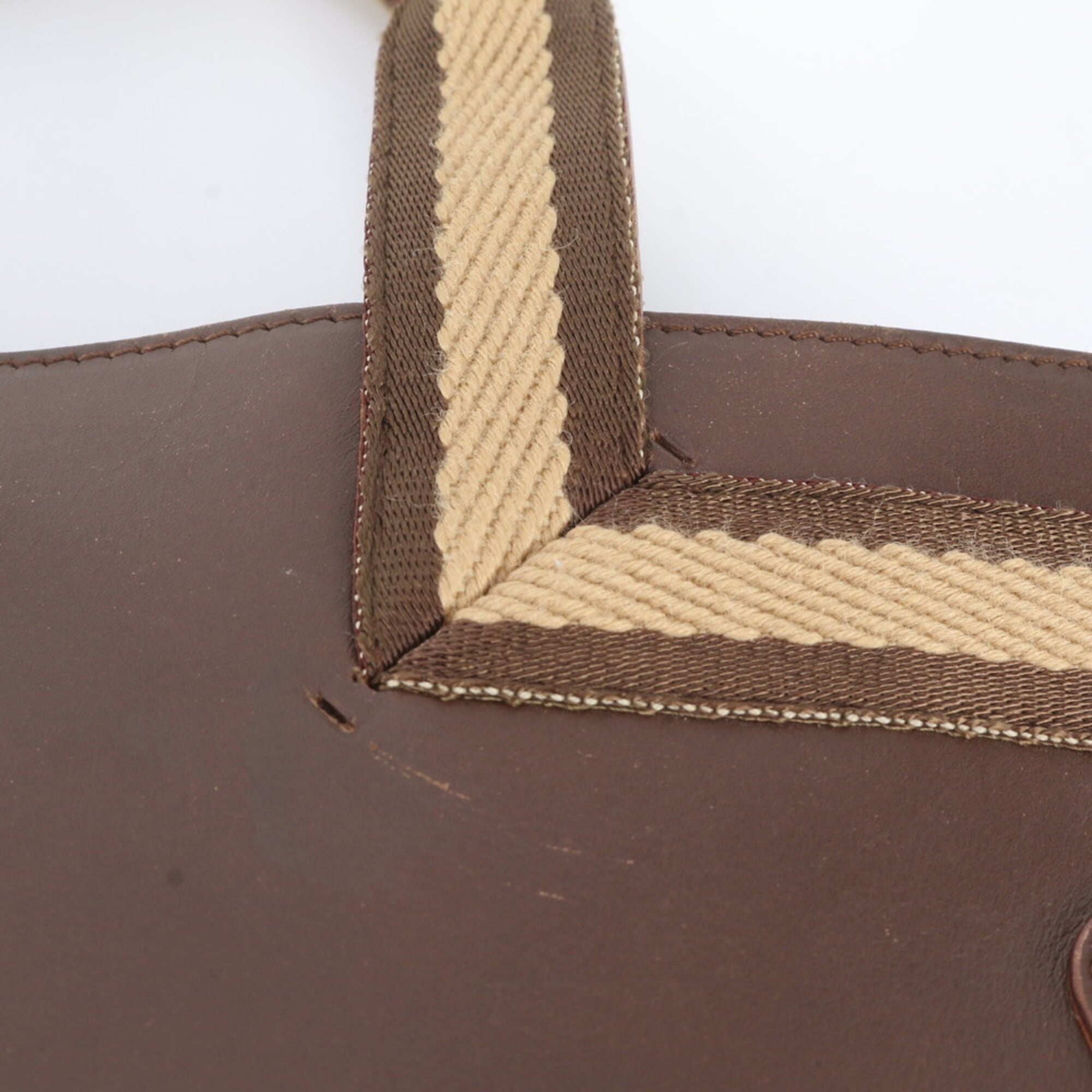 Gucci Brown Leather Handbag Tote Bag (Pre-Owned)