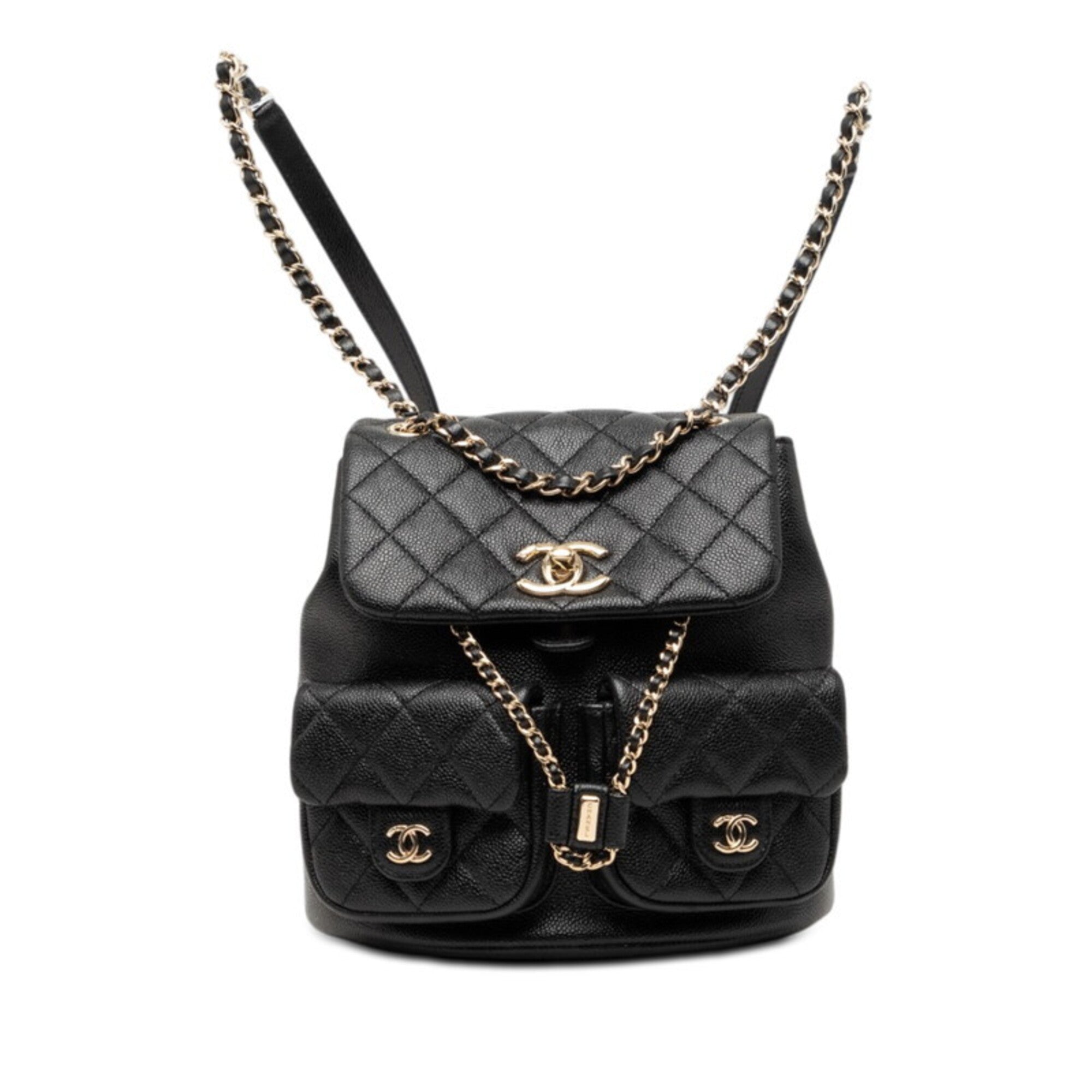 Chanel Black Grained Calfskin Backpack (Pre-Owned)