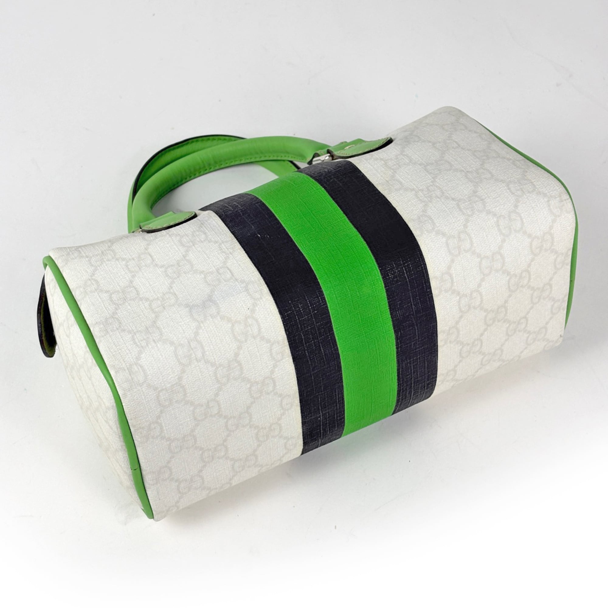 Gucci Black Green White Gg Supreme Handbag (Pre-Owned)